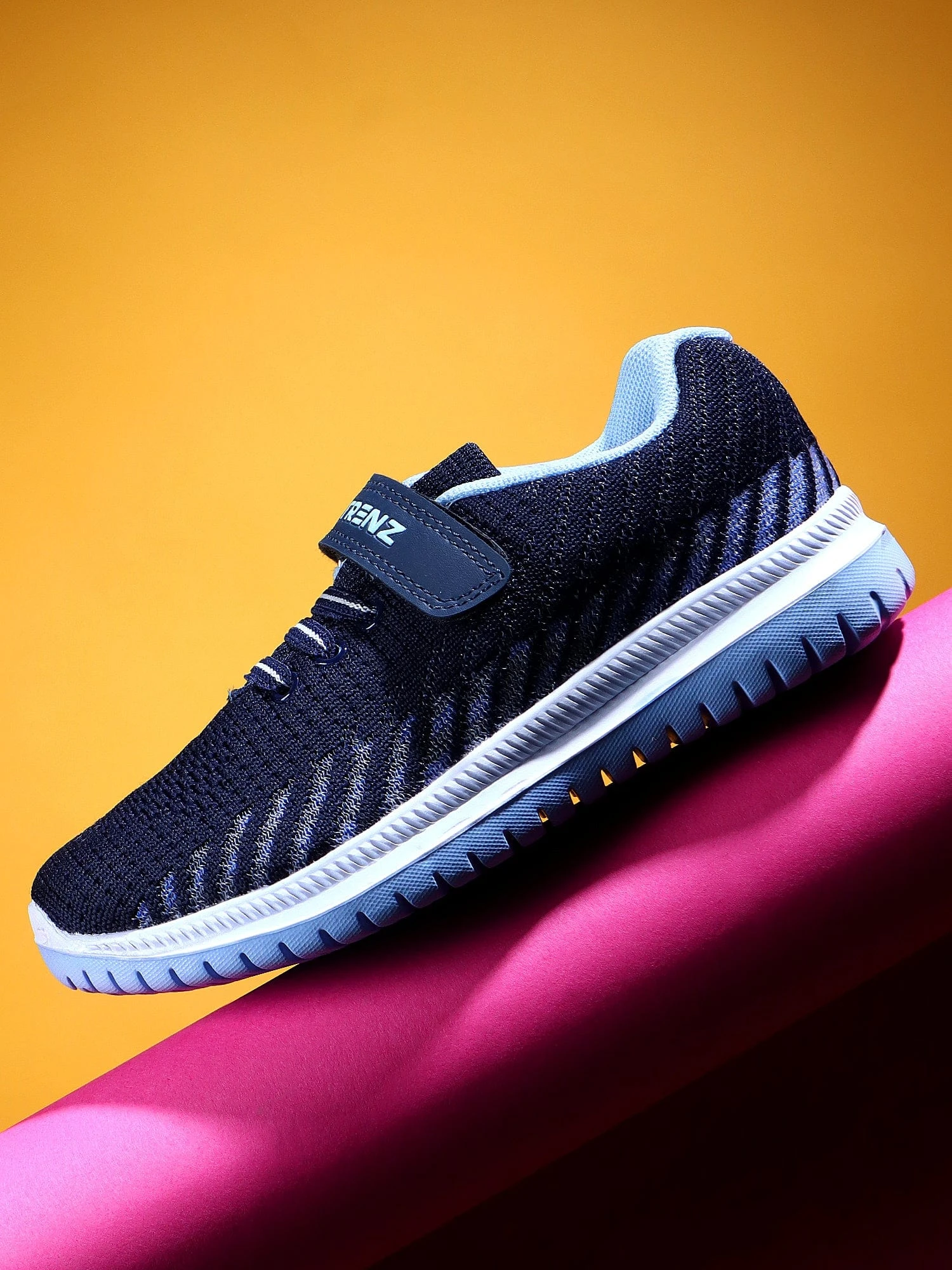 Navy Blue lace-up shoes for kids by Shivnaresh