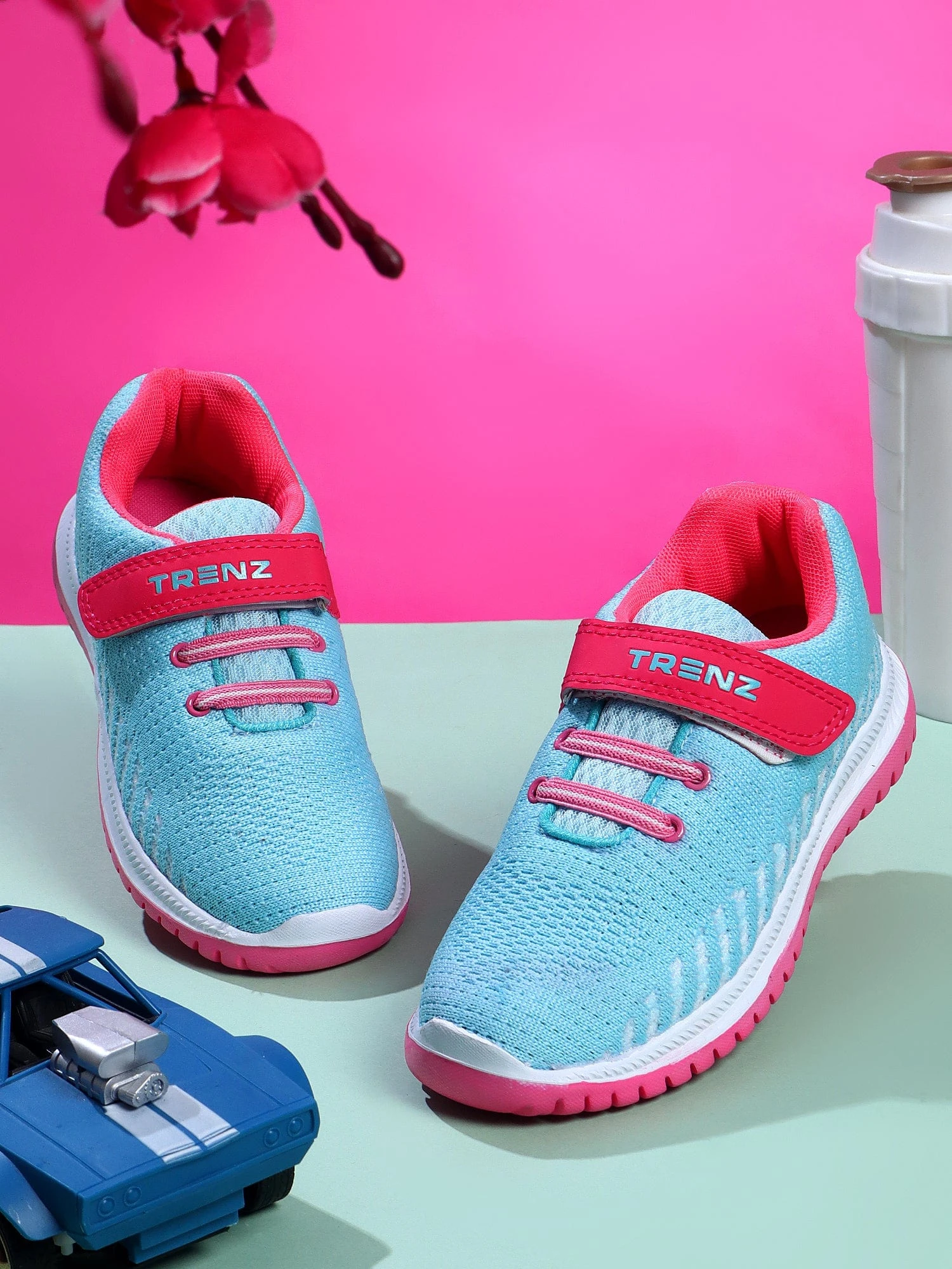 Sky blue lace-up shoes for kids by Shivnaresh