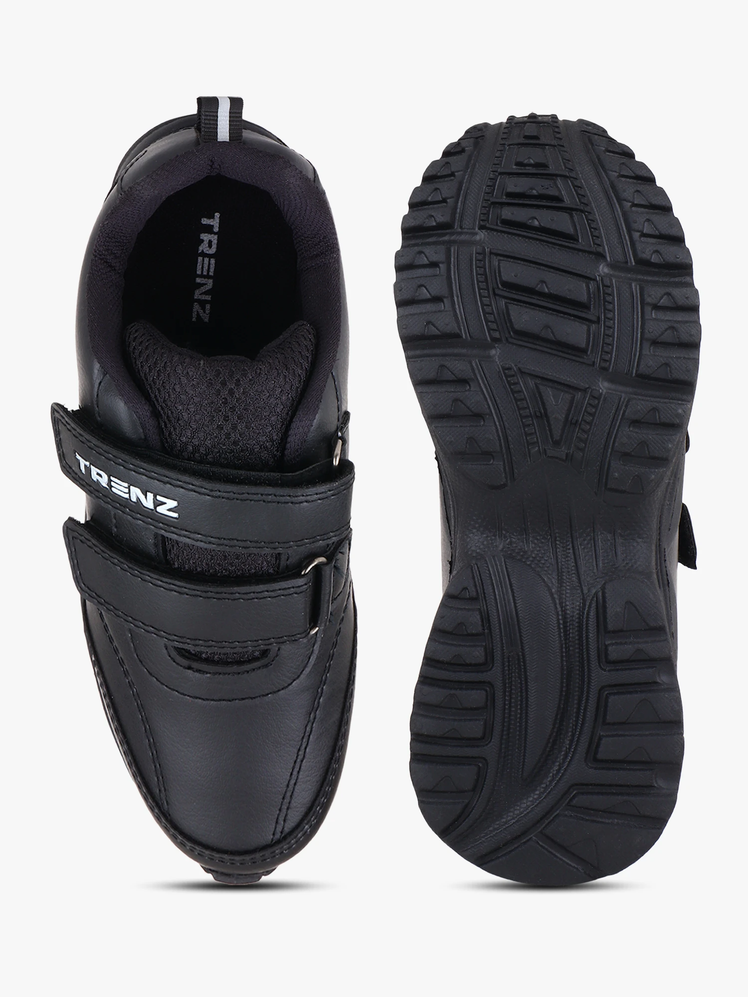All black velcro school shoes for kids boy