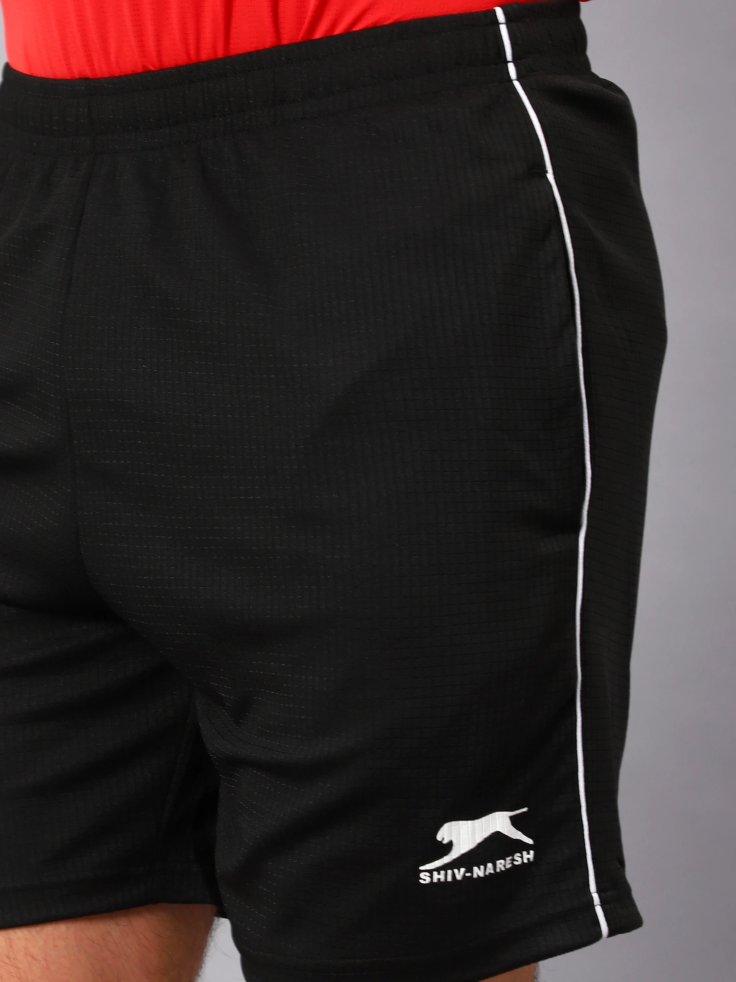 Shivnaresh Black Classic Nirmal Net Shorts for men