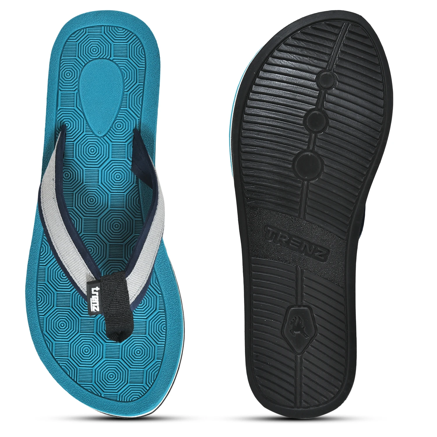 Sea green and navy women's slip-on slipper