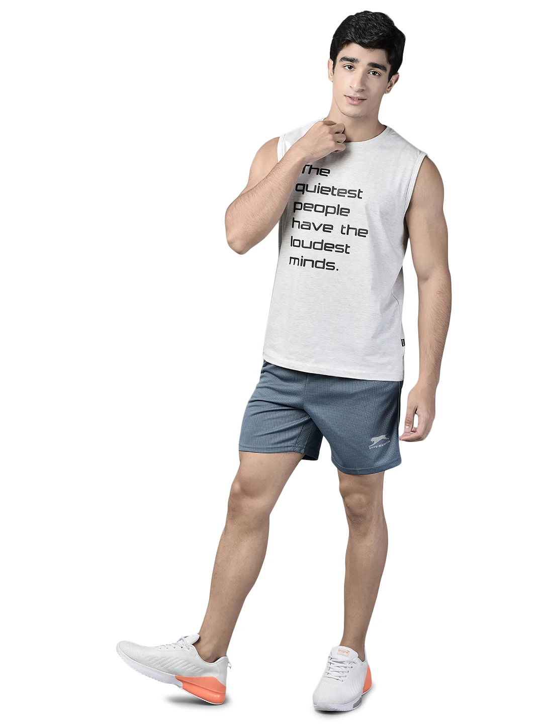 Shivnaresh Dark Grey Classic Nirmal Net Shorts for men