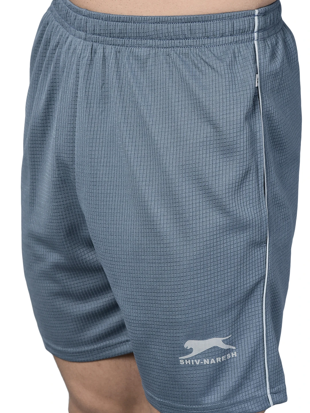 Shivnaresh Dark Grey Classic Nirmal Net Shorts for men