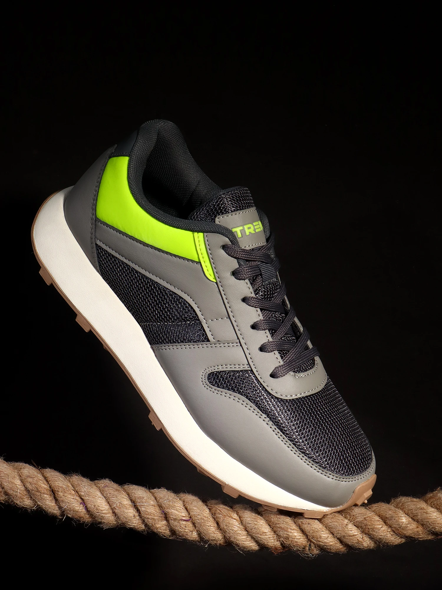 Grey/Neon lace-up sports shoes – Shiv Naresh
