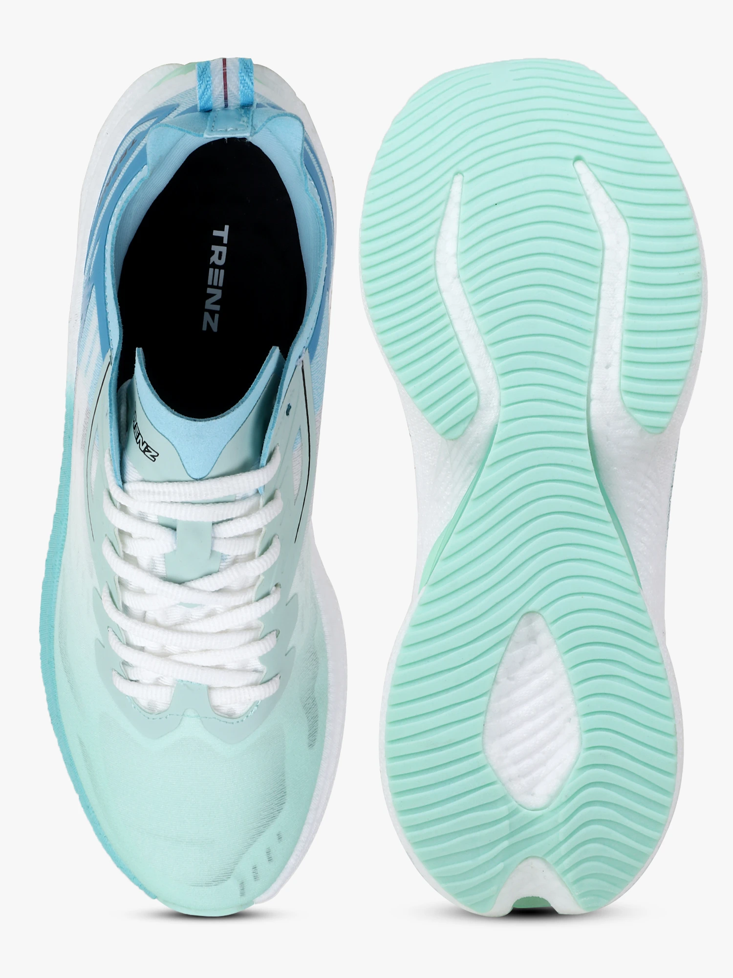 Sky Blue and Sea Green Lace-Up Sports Shoes for Men