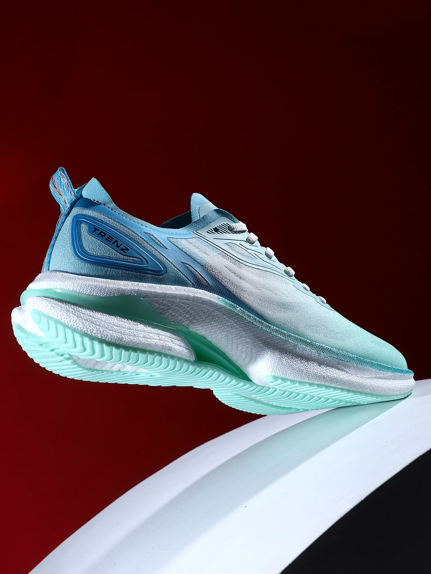 Sky Blue and Sea Green Lace-Up Sports Shoes for Men