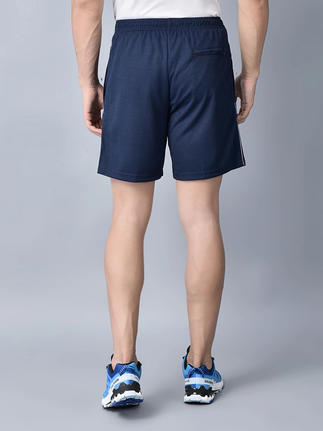 " Polysquare Navy White Sports shorts for men "