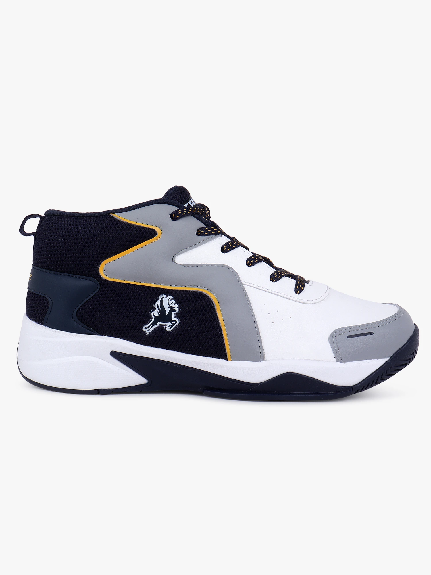 Navy Blue and yellow basketball shoes for men