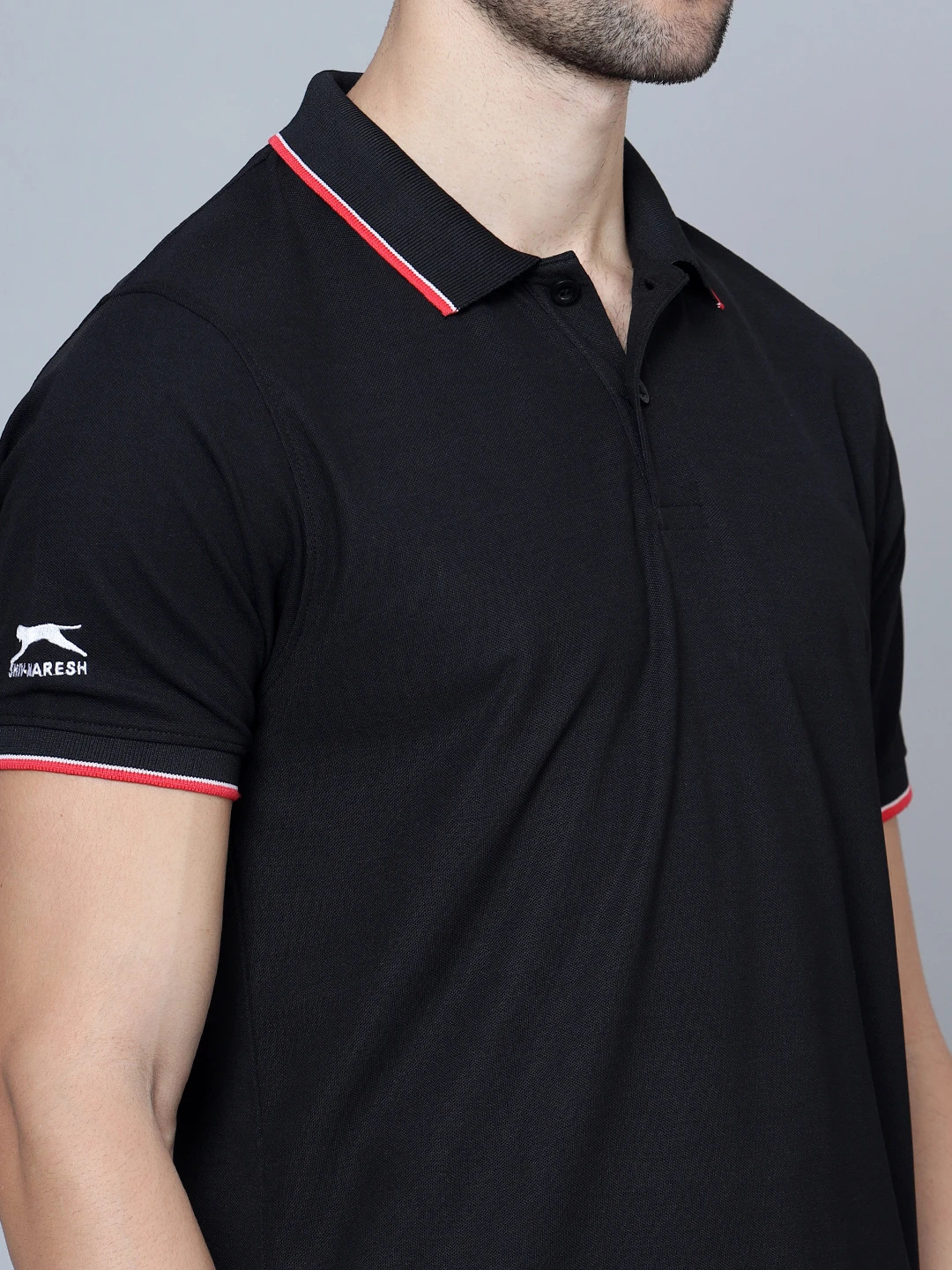 Men's Black DualHue Tipped Polo T-Shirt