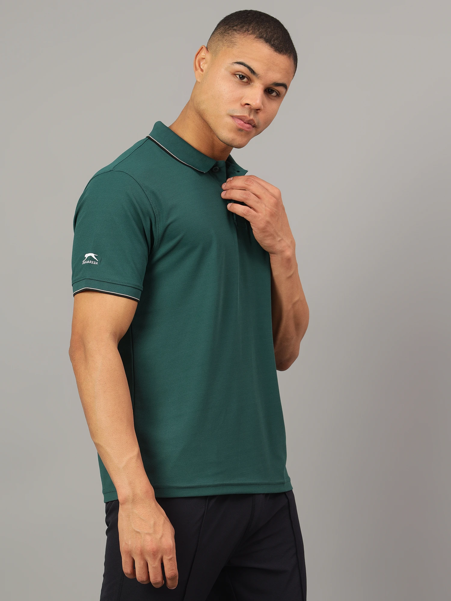 Men's Green DualHue Tipped Polo T-Shirt
