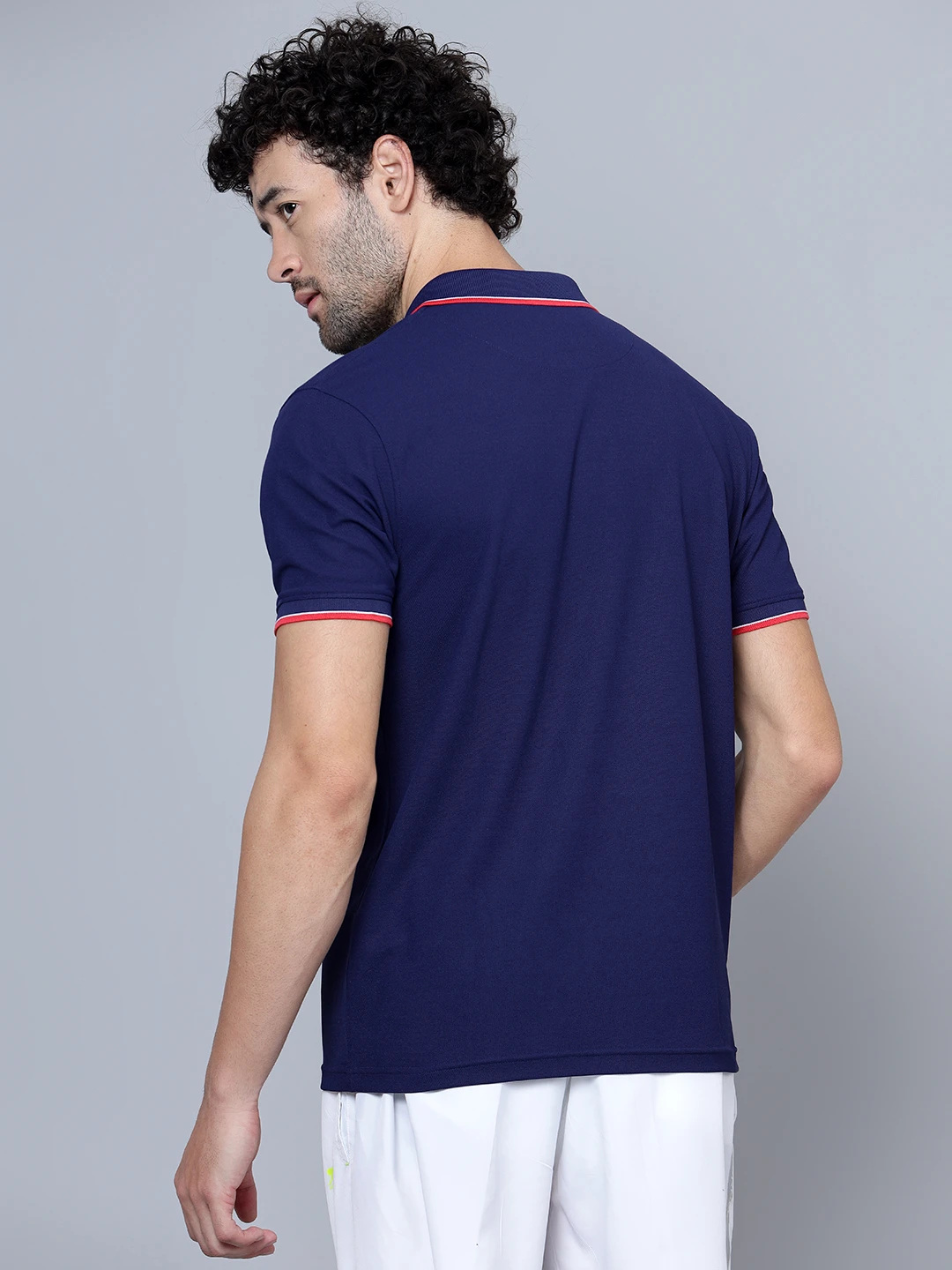 Men's Navy Blue DualHue Tipped Polo T-Shirt