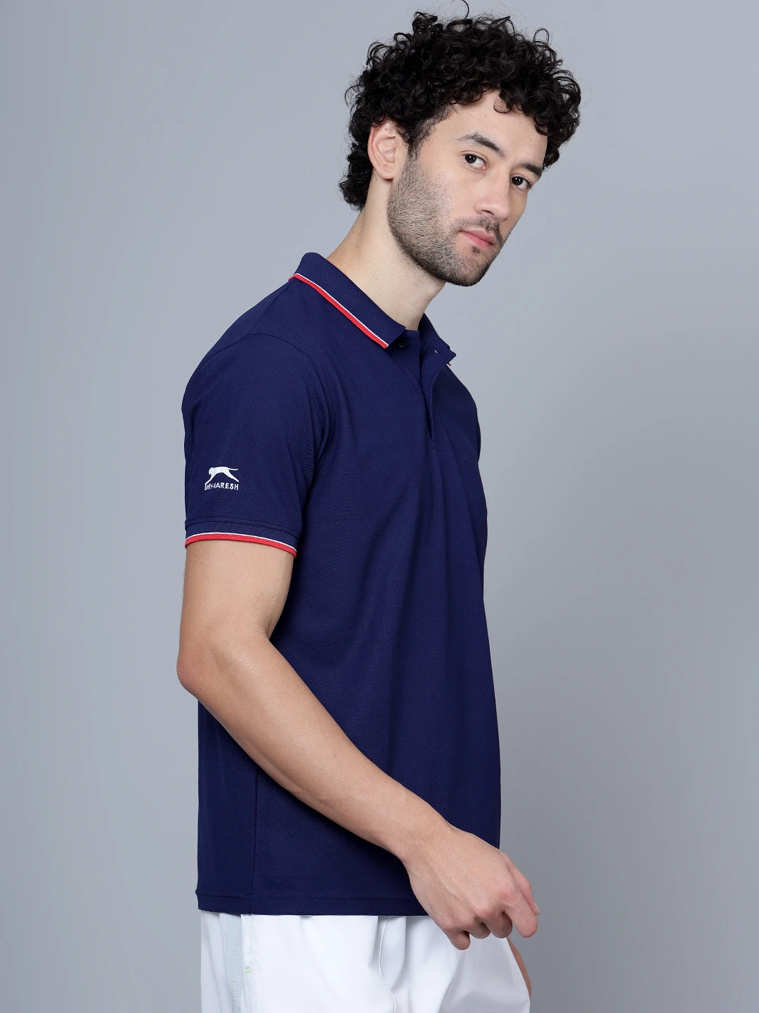 Men's Navy Blue DualHue Tipped Polo T-Shirt