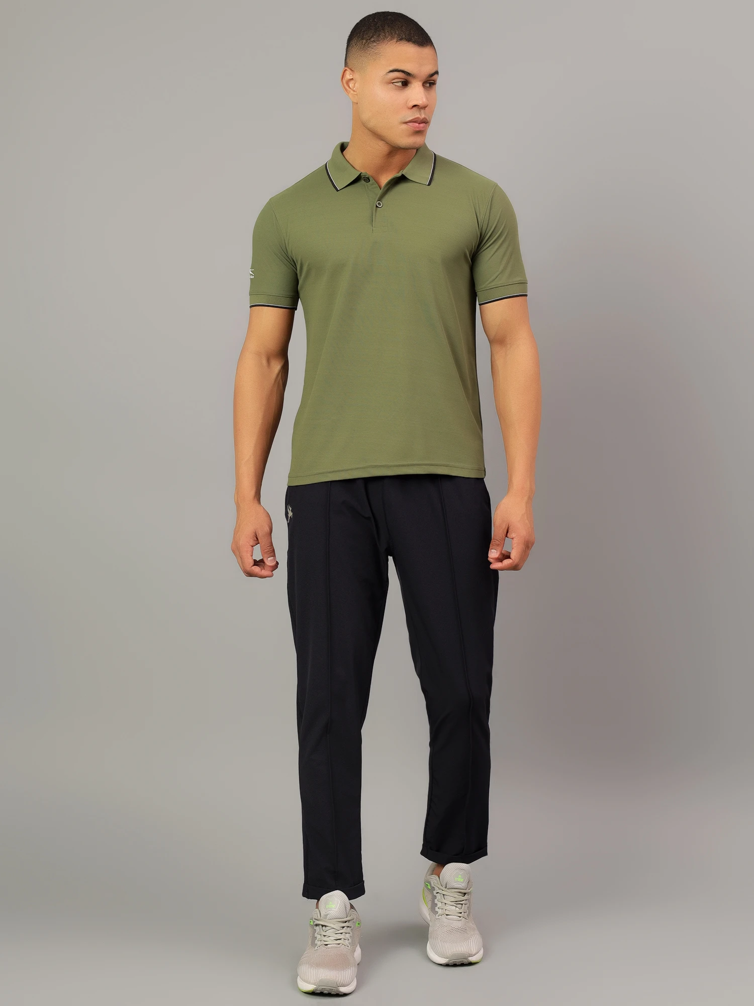 Men's Olive Green DualHue Tipped Polo T-Shirt