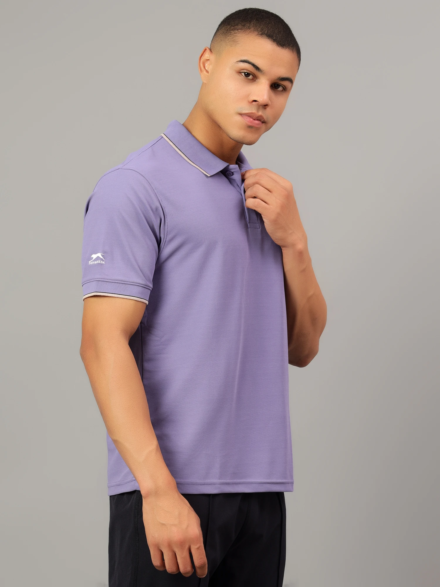 Men's Purple DualHue Tipped Polo T-Shirt