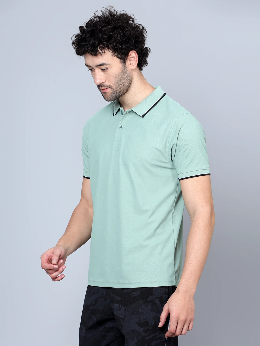 Men's Saige Green DualHue Tipped Polo T-Shirt
