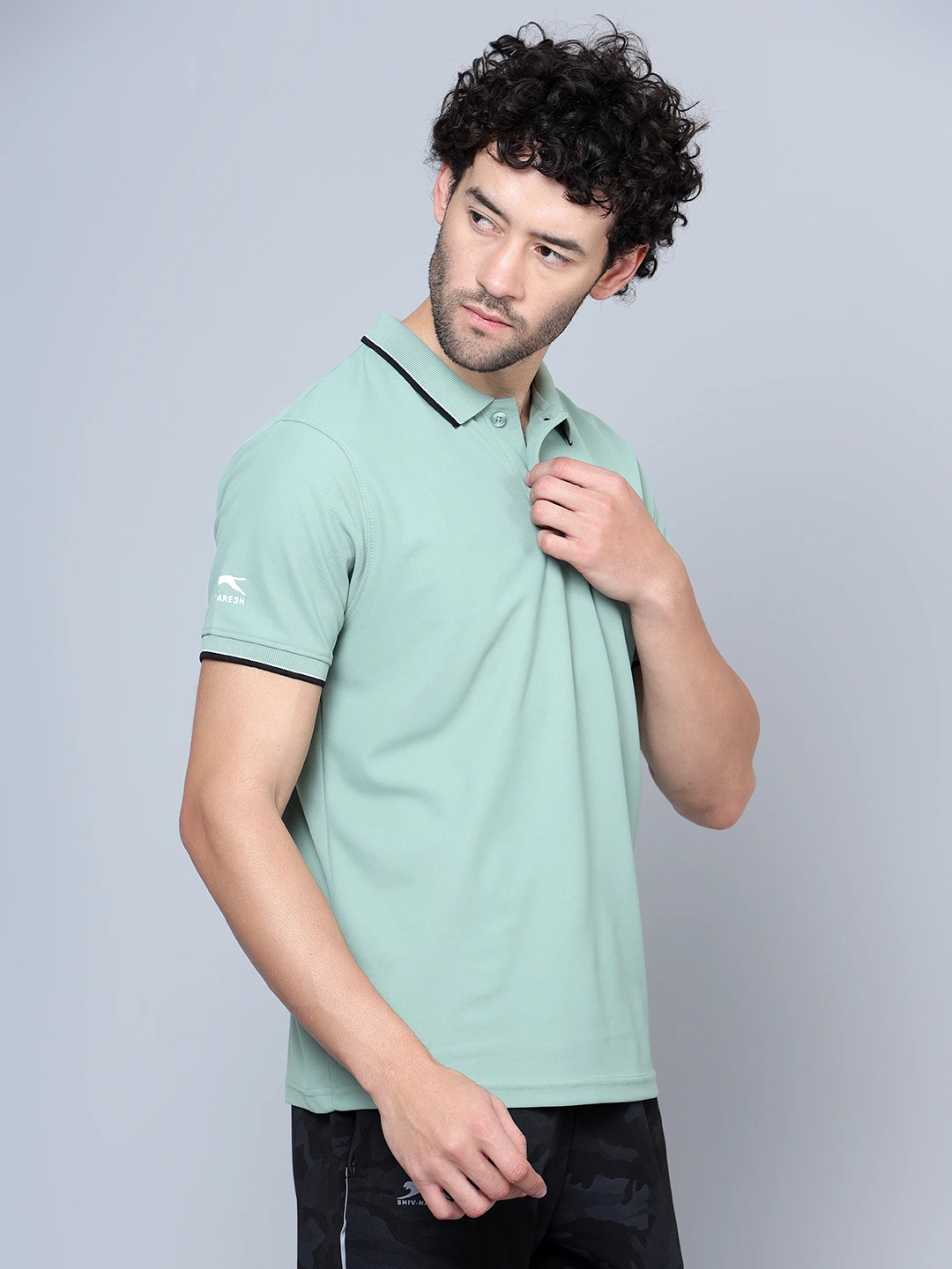Men's Saige Green DualHue Tipped Polo T-Shirt