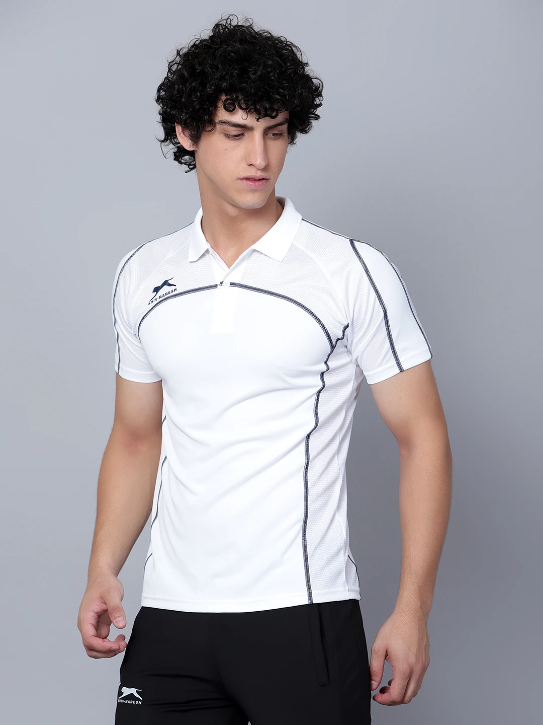 White Performance Polo T‑Shirt – Shiv Naresh