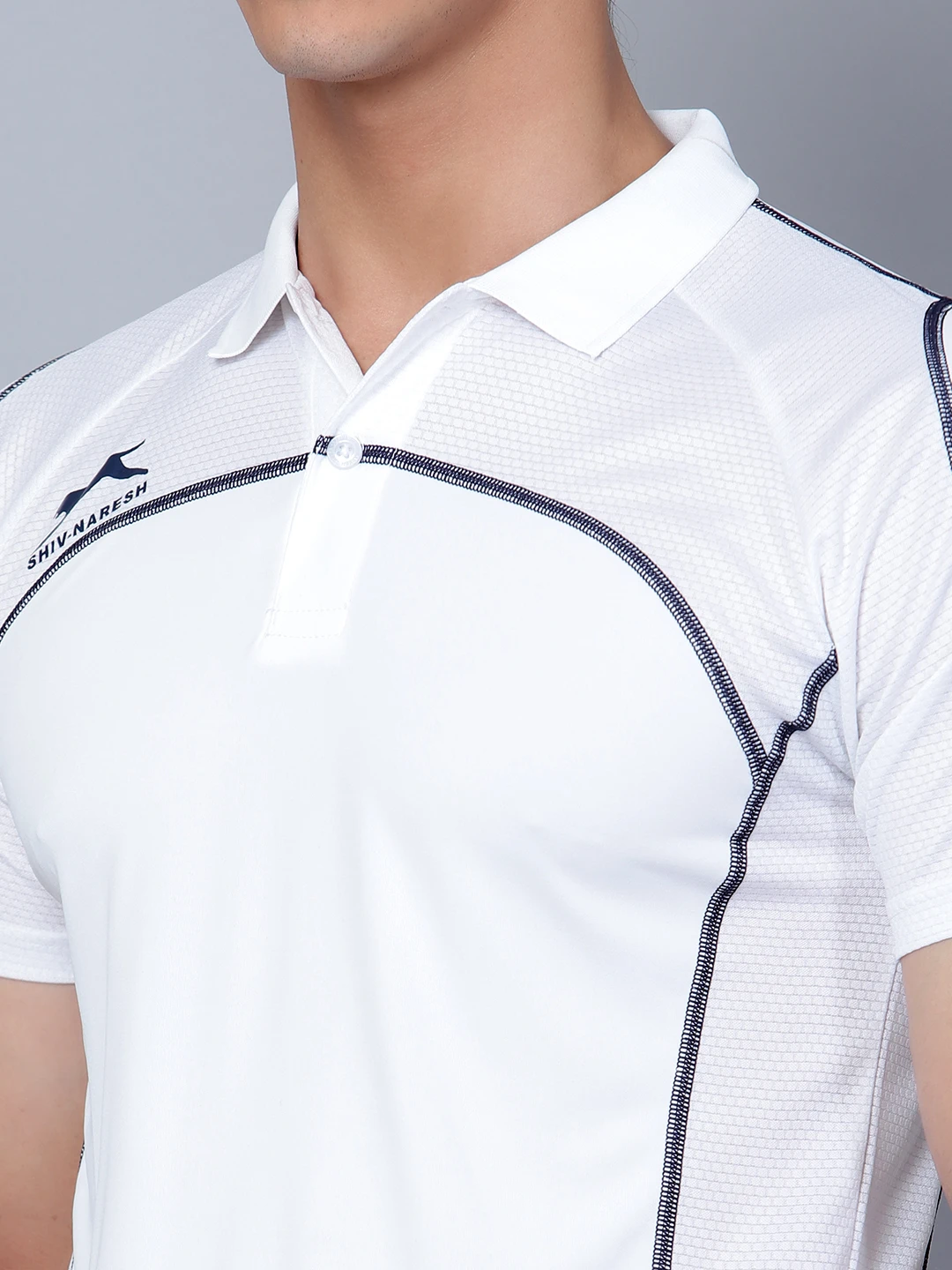 White Performance Polo T‑Shirt – Shiv Naresh