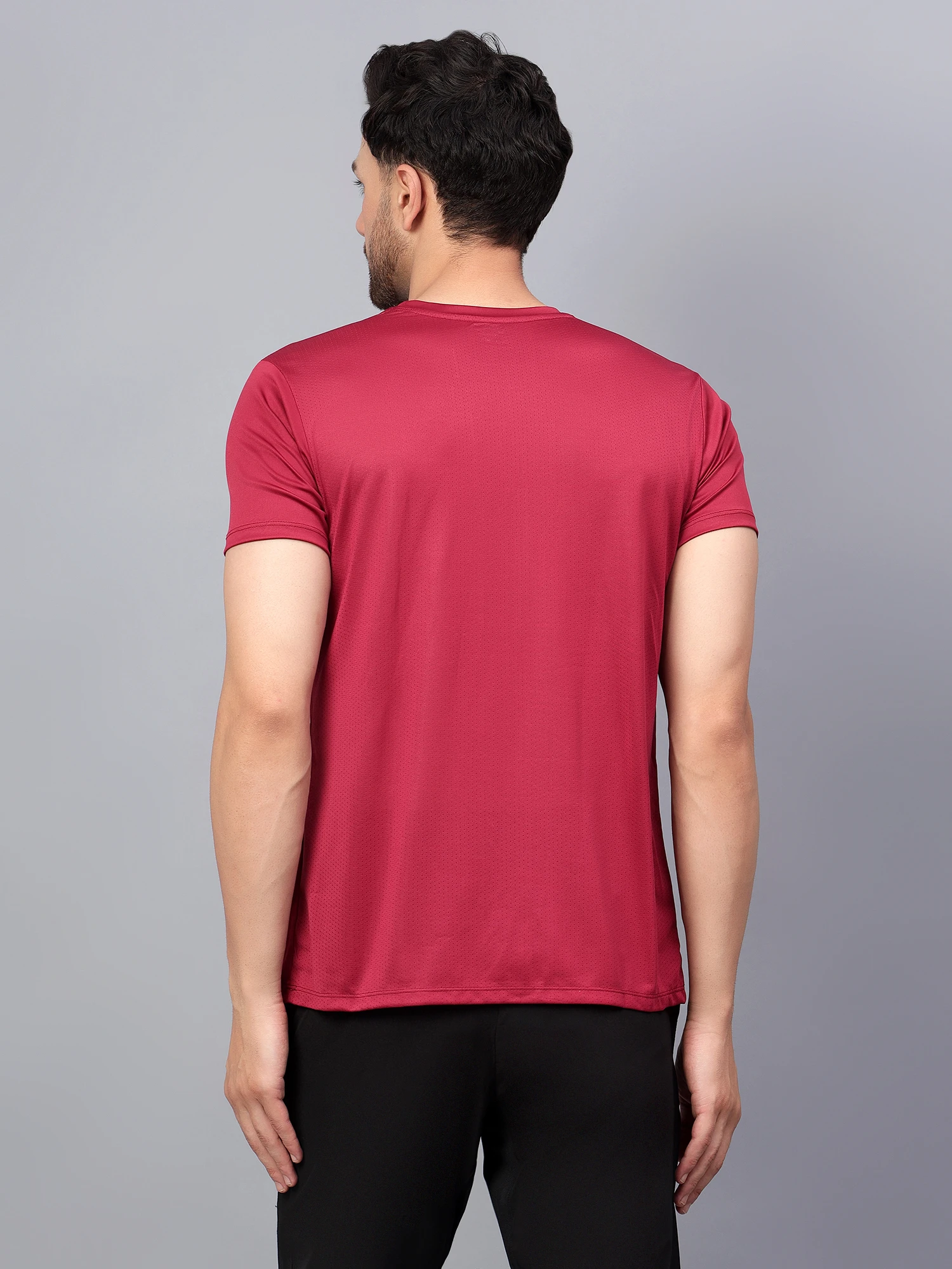 Men’s Maroon Cotton Round Neck T-Shirt by Shiv Naresh