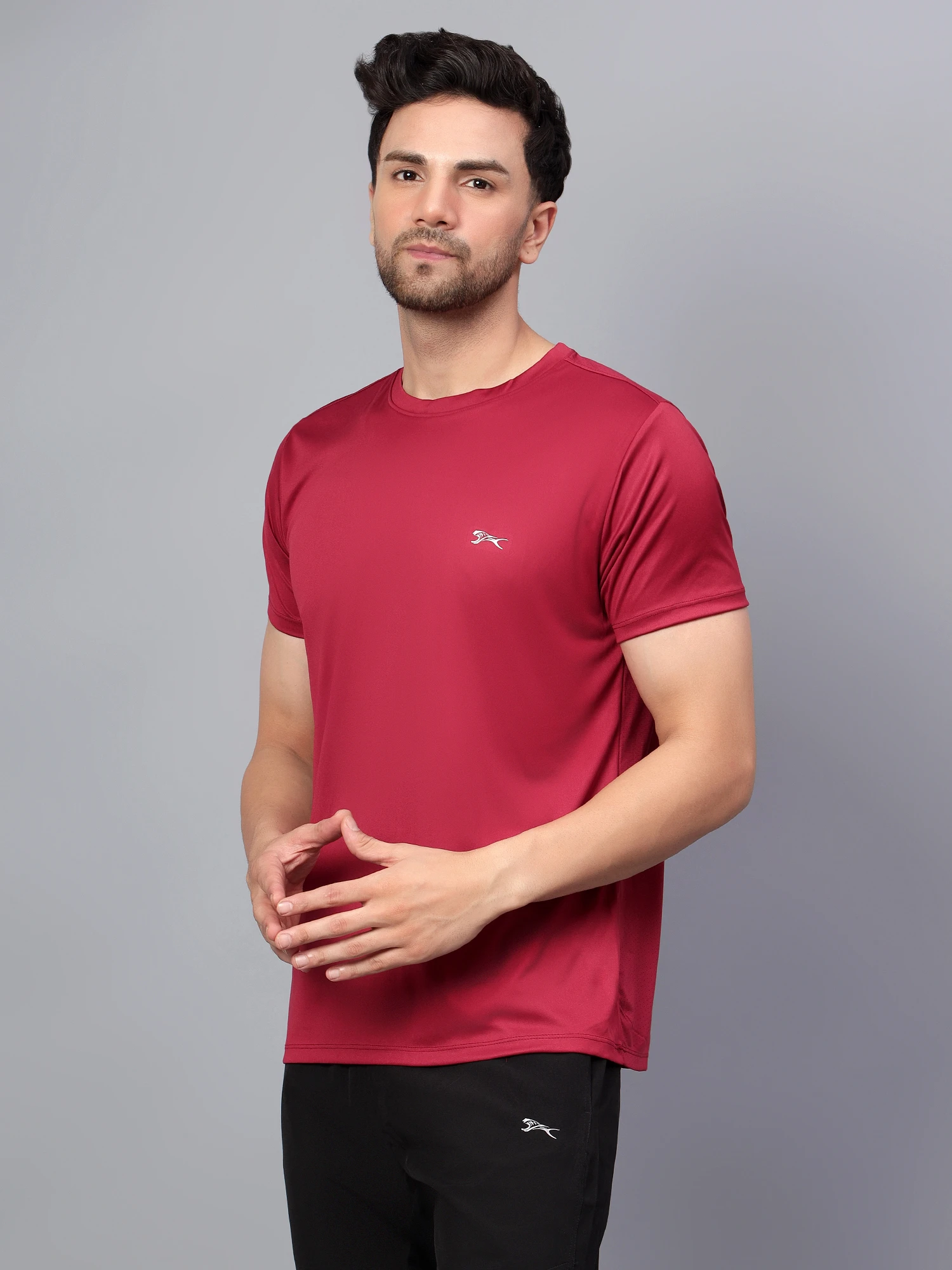 Men’s Maroon Cotton Round Neck T-Shirt by Shiv Naresh