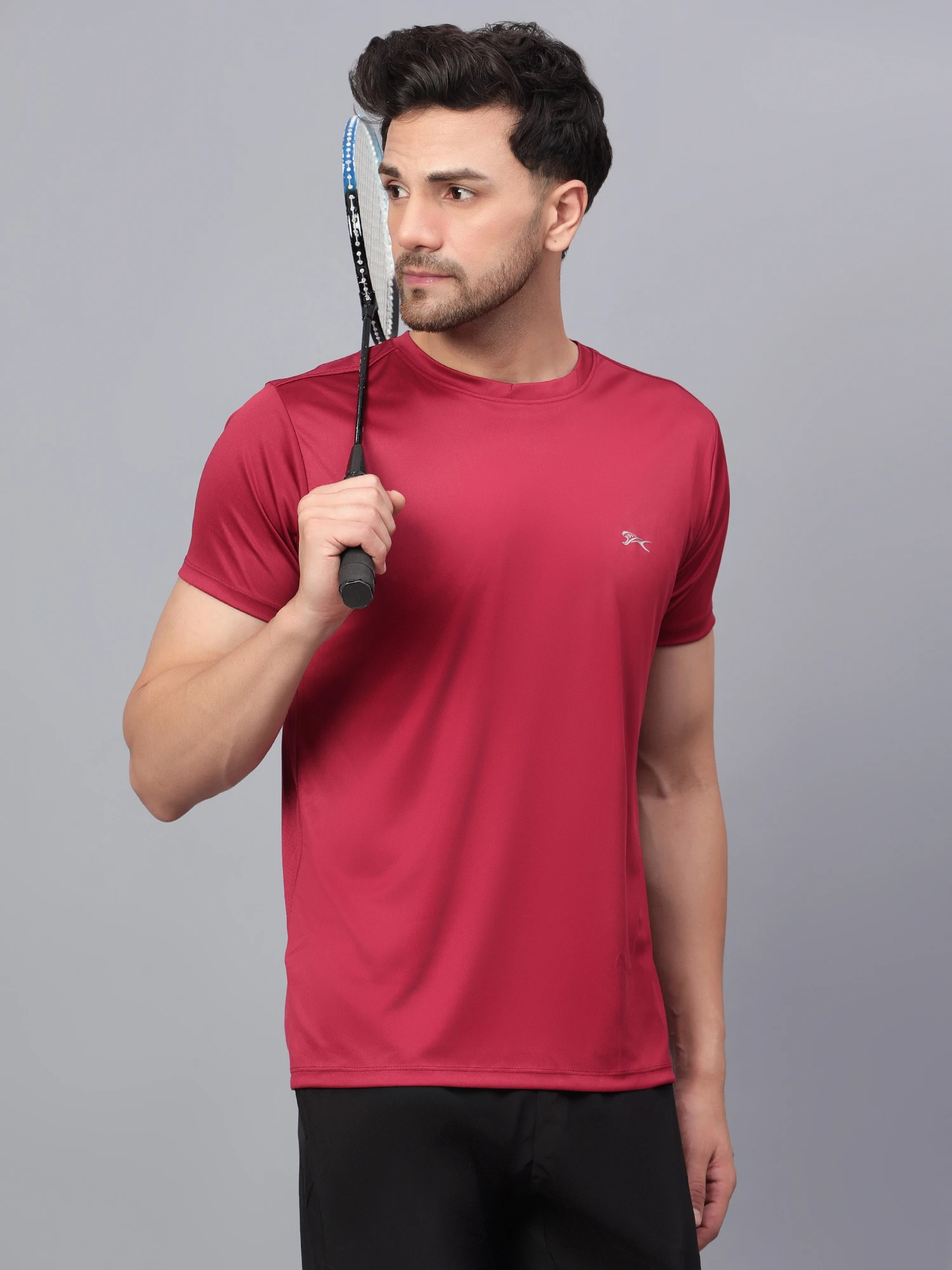 Men’s Maroon Cotton Round Neck T-Shirt by Shiv Naresh