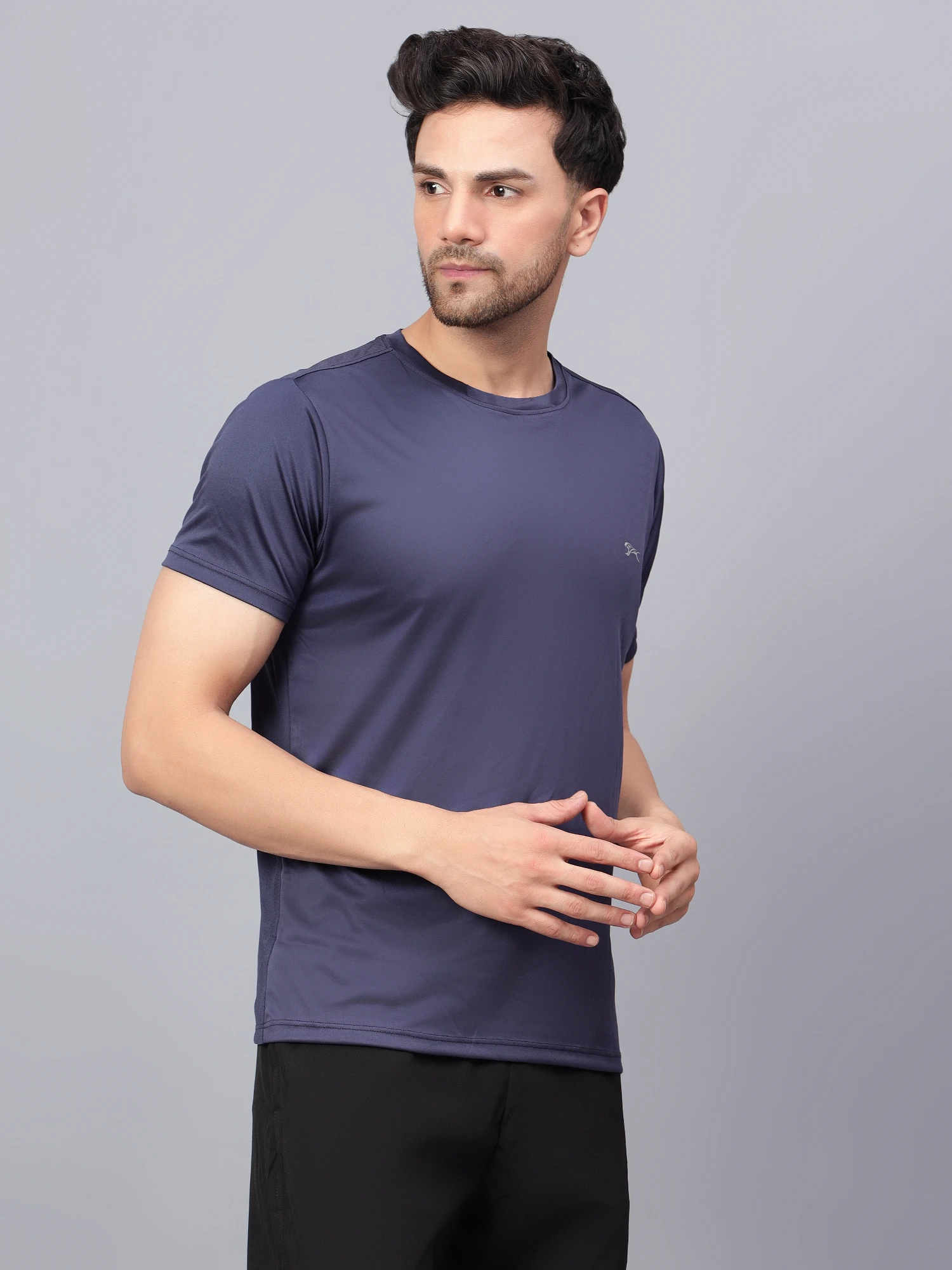 Men’s Navy Blue Cotton Round Neck T-Shirt – Core Collection Shiv Naresh