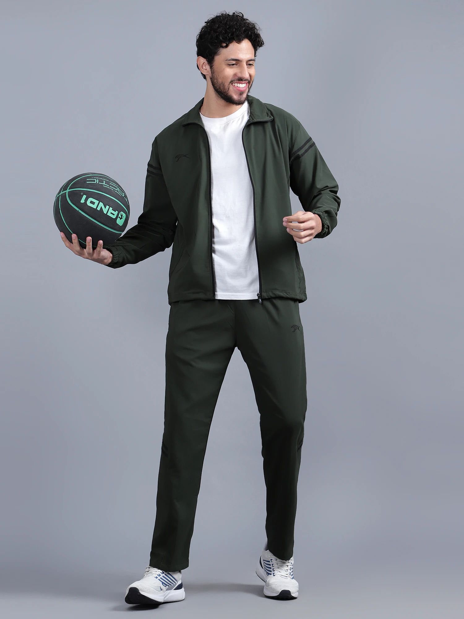 Buy Men's sports tracksuit in olive green online - Shivnaresh