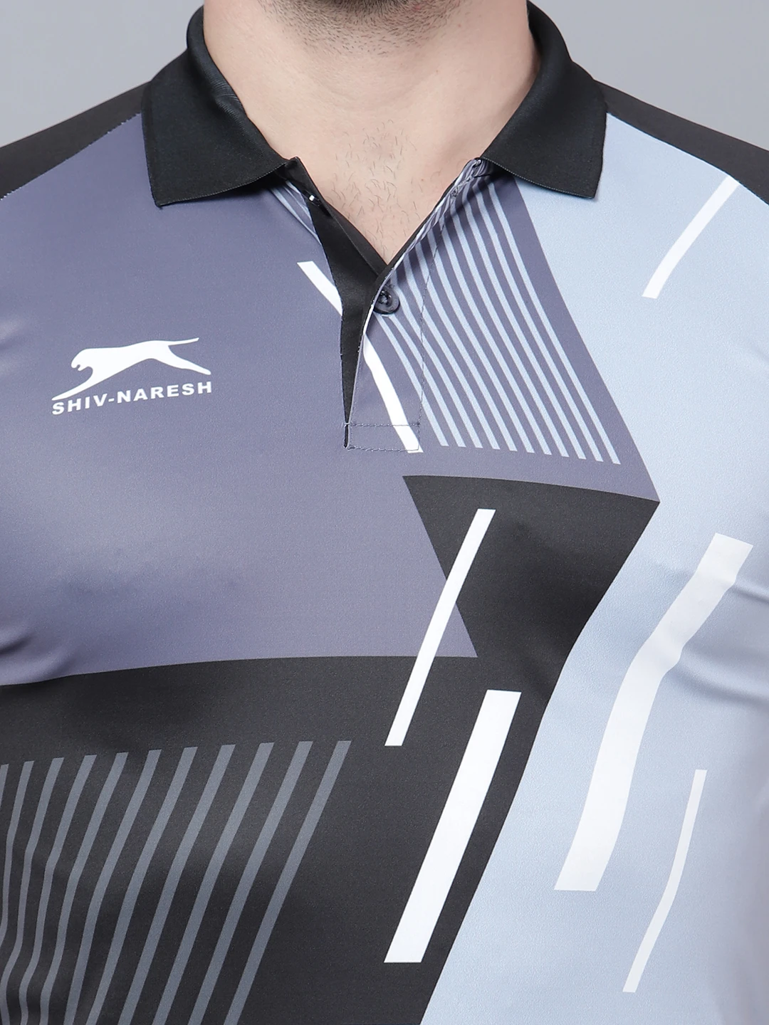 abstract Black dark grey polo t shirt for men by Shiv Naresh