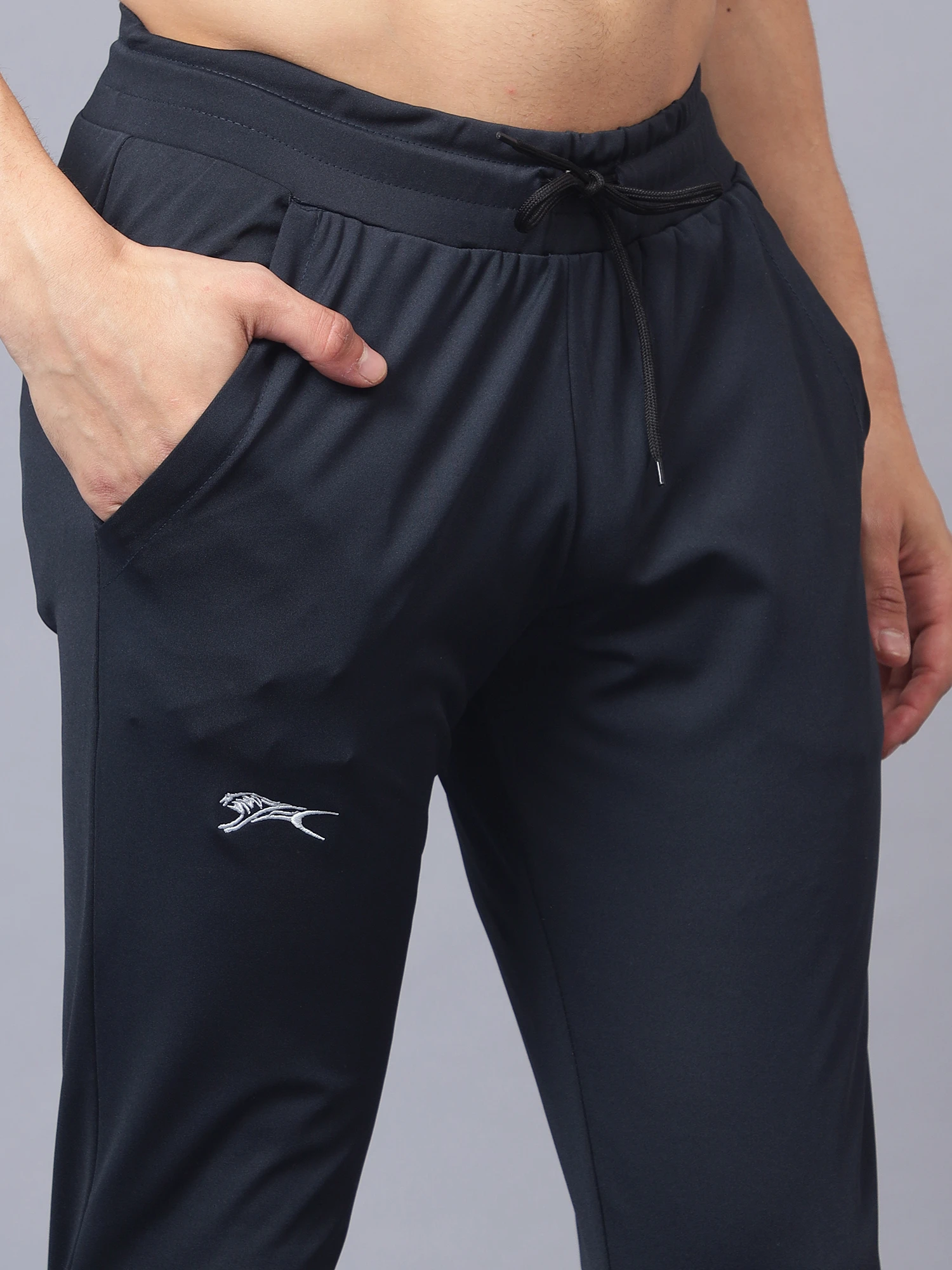 Men's tracksuit in navy blue and cyan by Shiv Naresh
