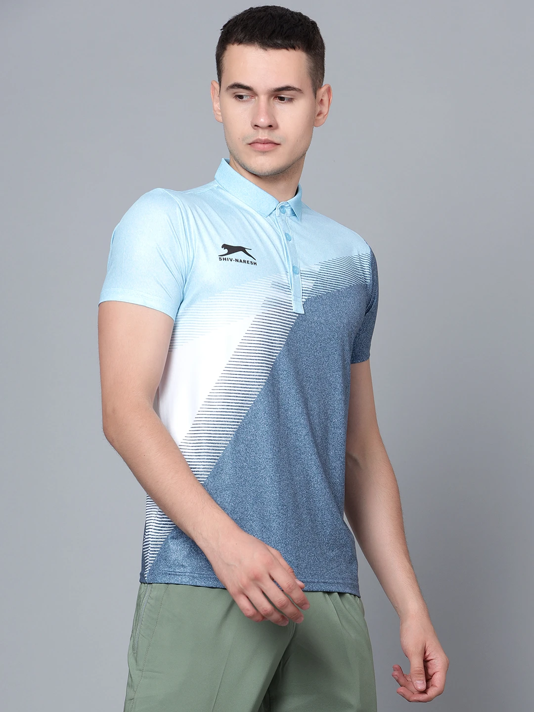 Ultra Boost smart‑fit sports dark grey polo t-shirt for men by Shiv Naresh