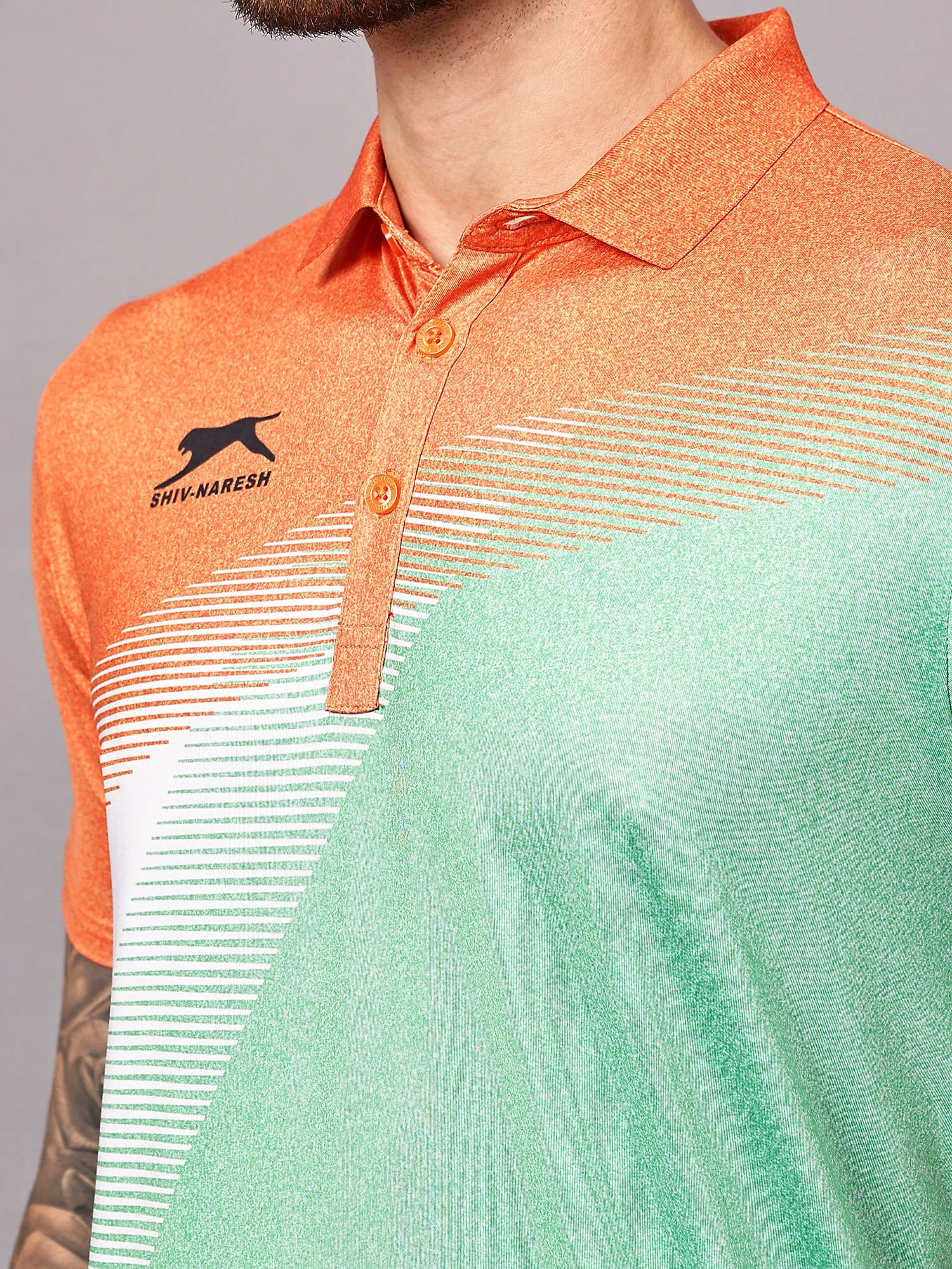 Ultra Boost green smart‑fit sports polo T-shirts for men by Shiv Naresh