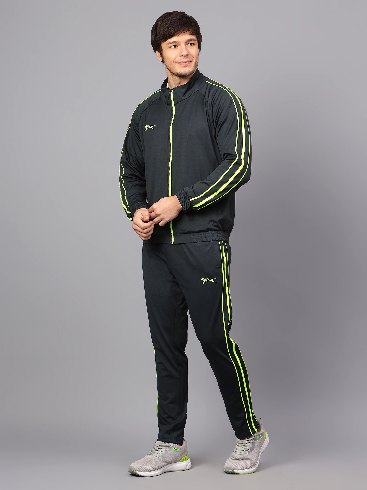 Men's Dark Grey and Lemon Tracksuit by Shiv Naresh