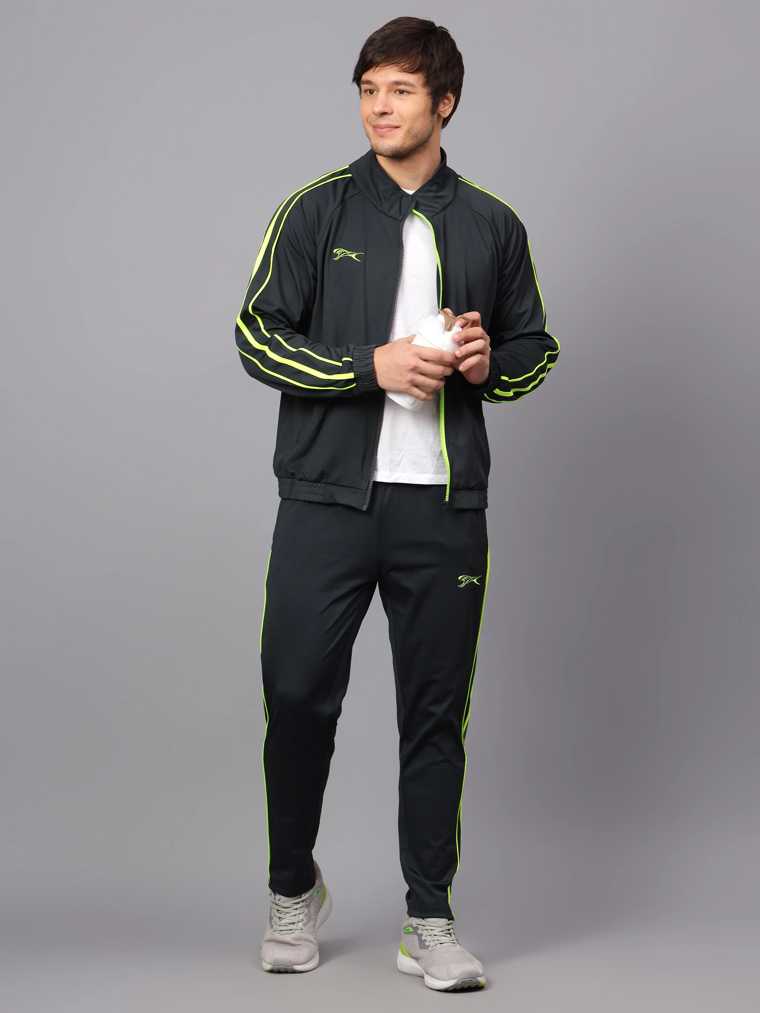 Men's Dark Grey and Lemon Tracksuit by Shiv Naresh