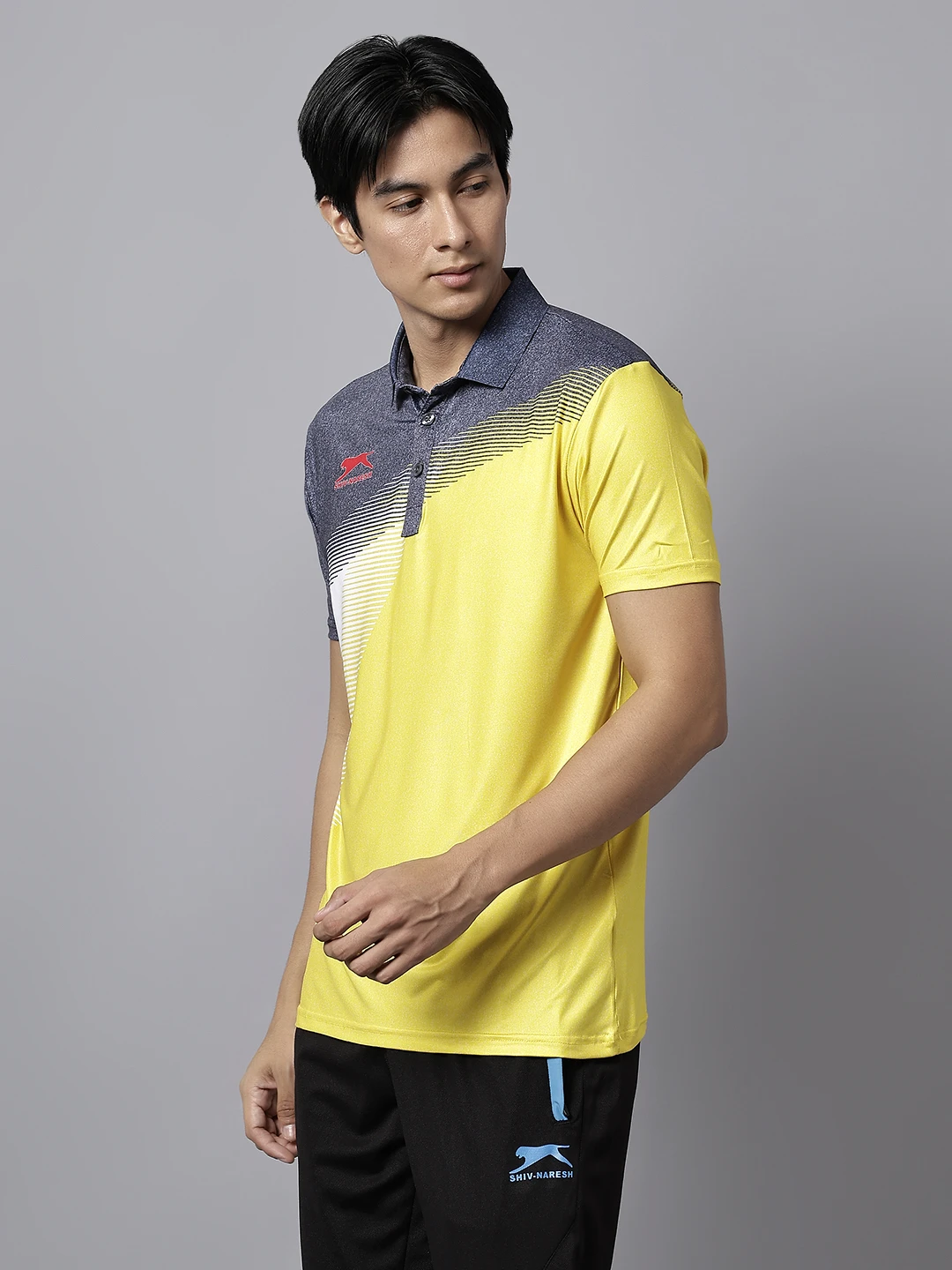 Ultra Boost yellow smart‑fit sports polo t-shirts for men by Shiv Naresh