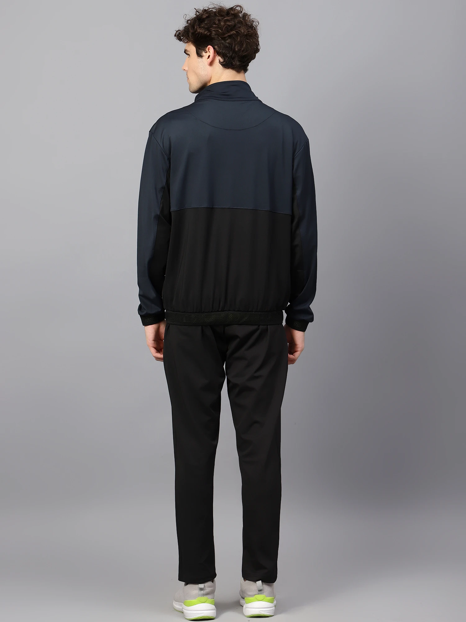 Black and Navy Blue Men's Tracksuit by Shiv Naresh