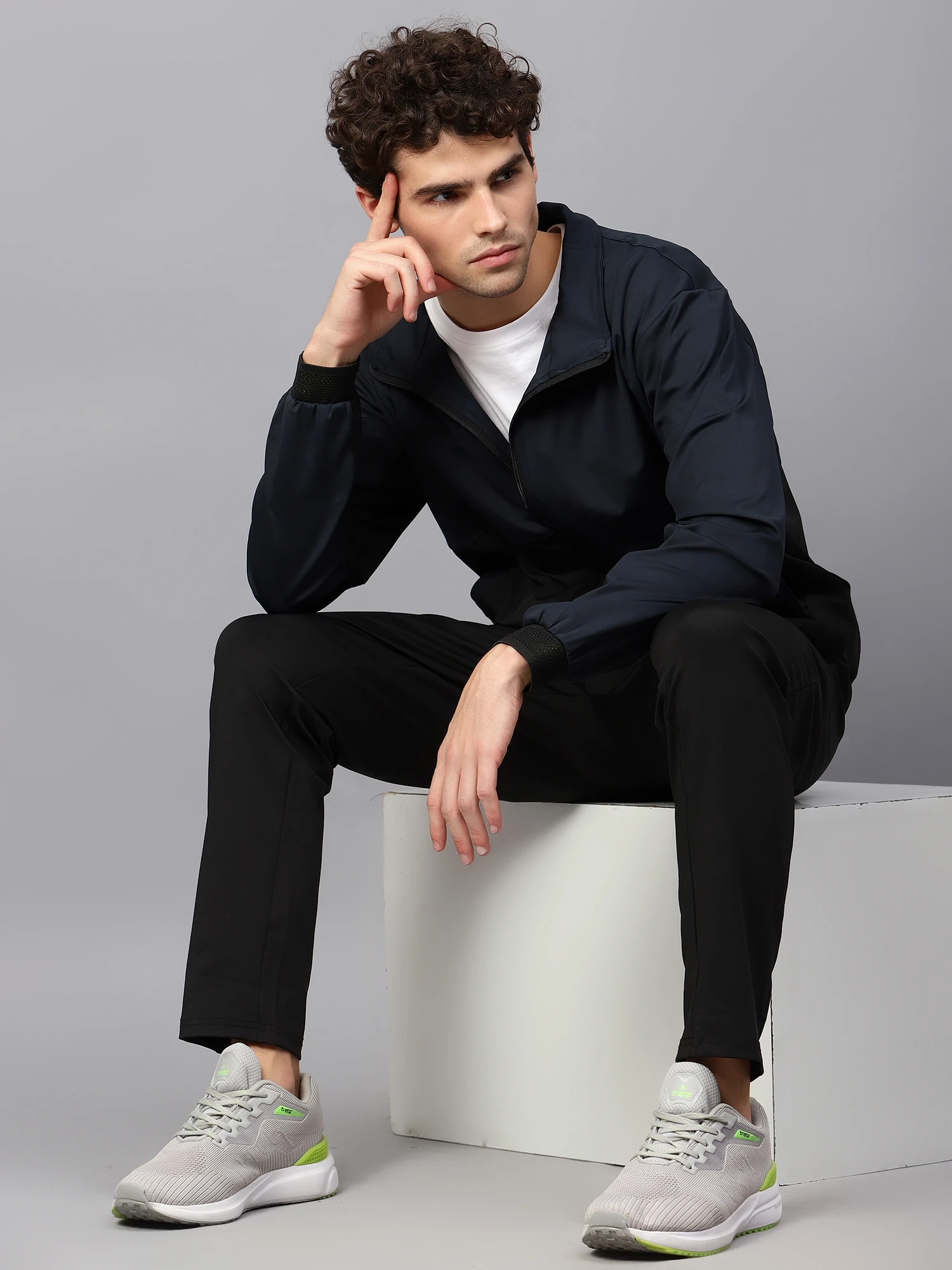Black and Navy Blue Men's Tracksuit by Shiv Naresh