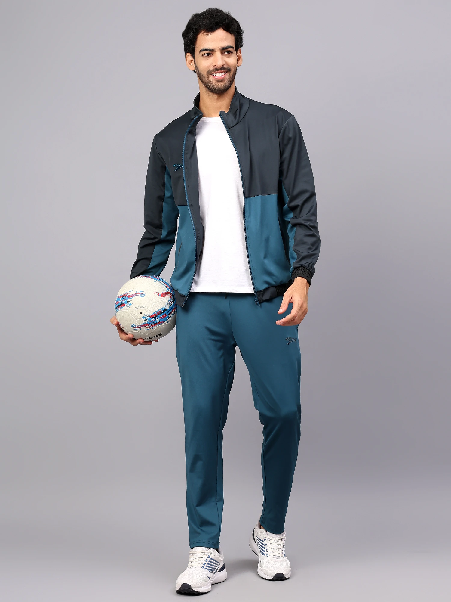 Airforce and Dark Grey Men's Tracksuit by Shiv Naresh