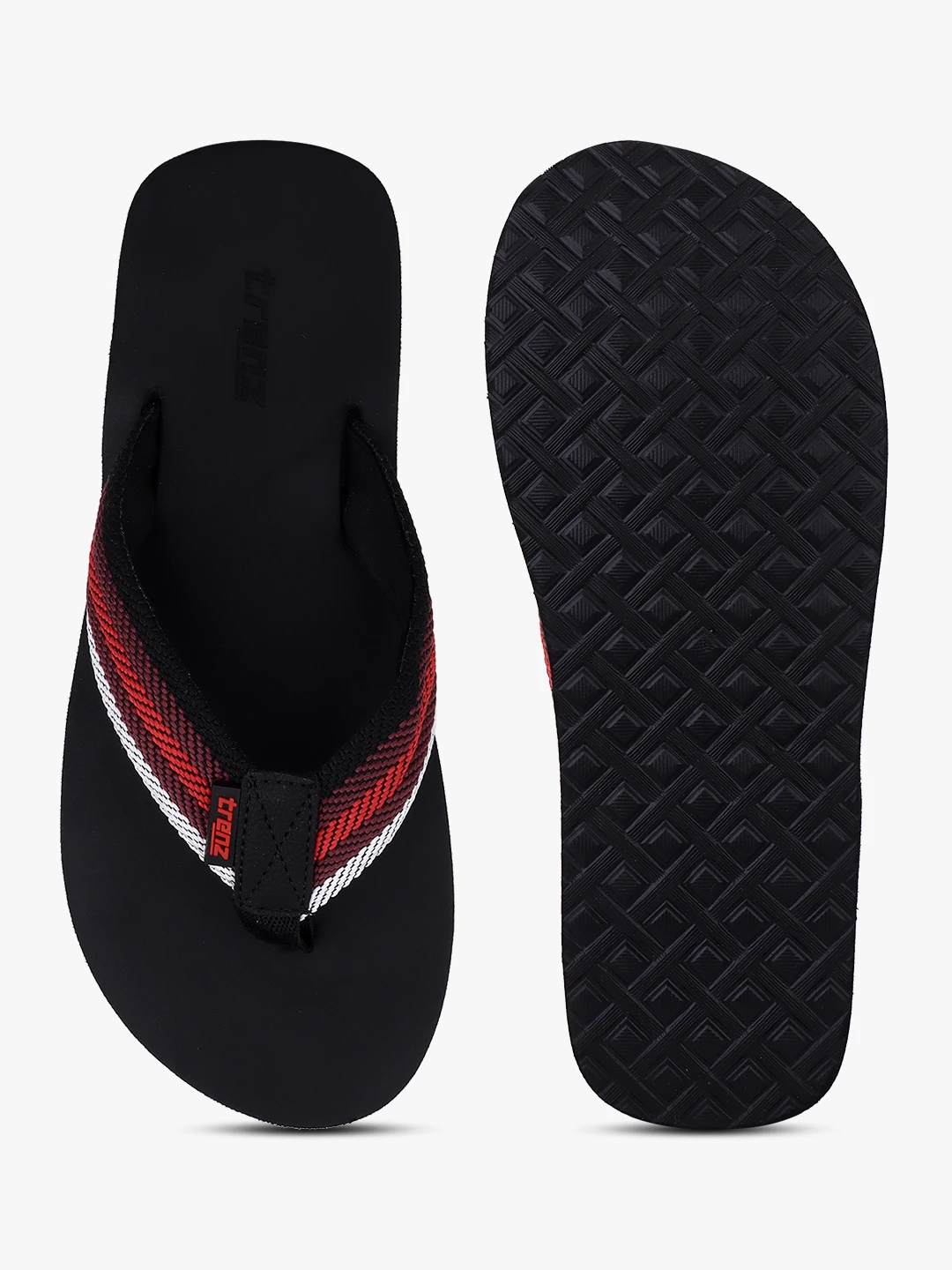 Black red variant slip-on slippers for men