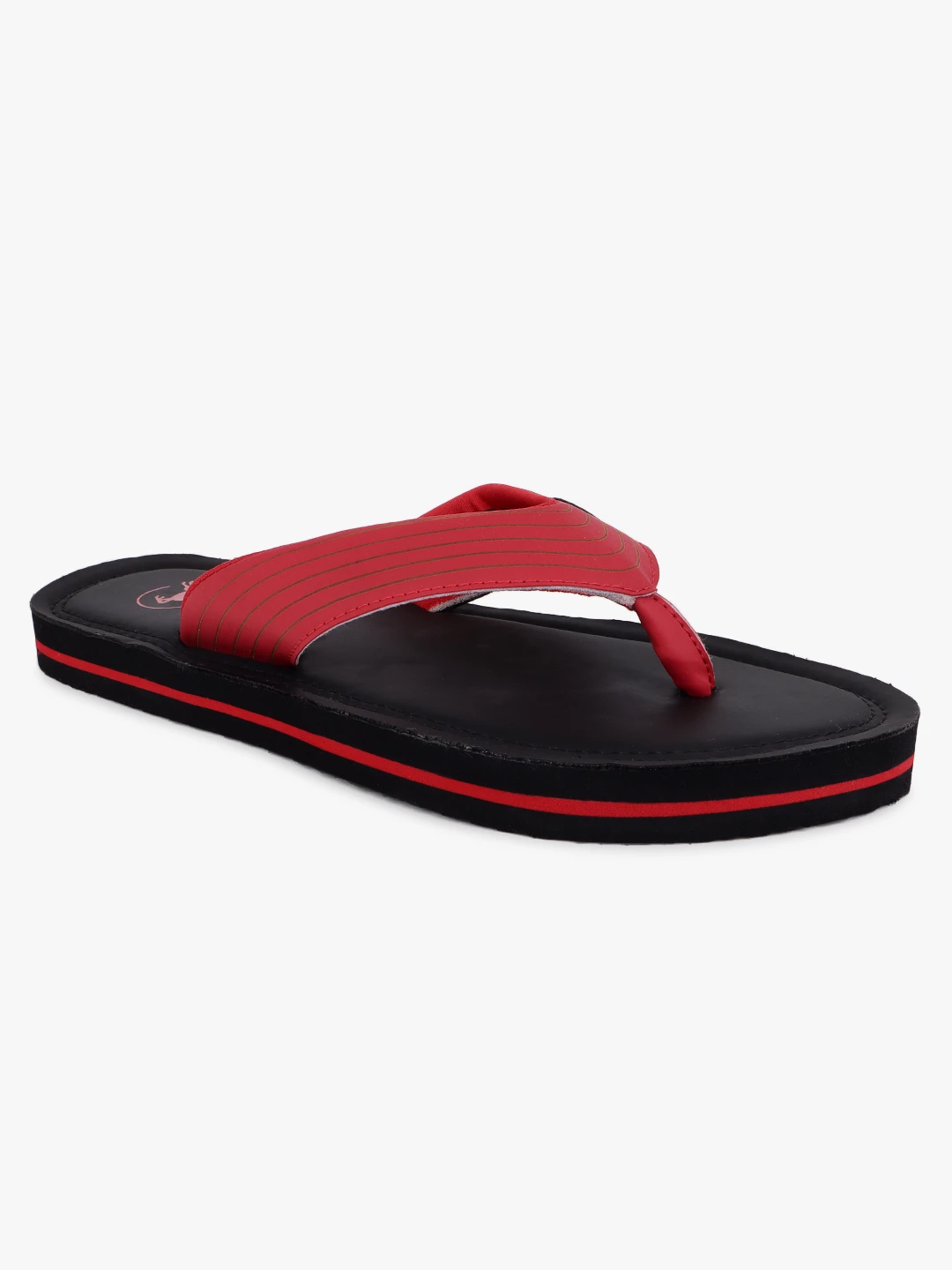Black and red slip-on slippers for men