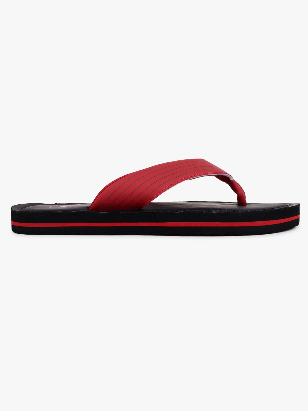 Black and red slip-on slippers for men