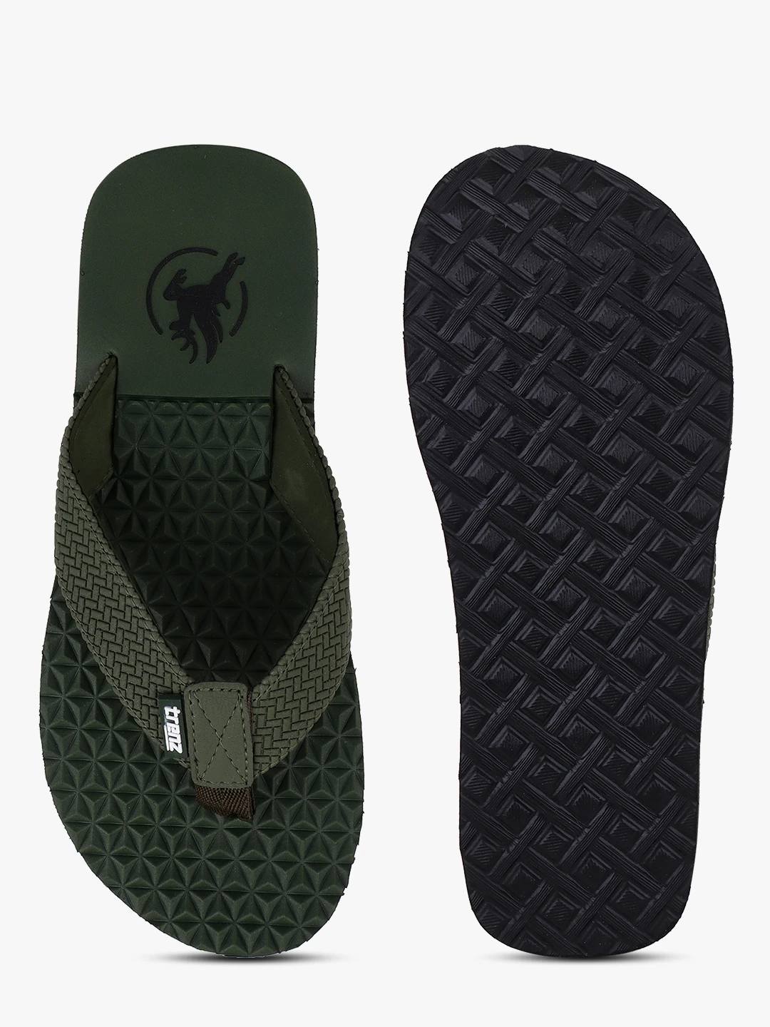 Shivnaresh Olive green slip-on slippers for men