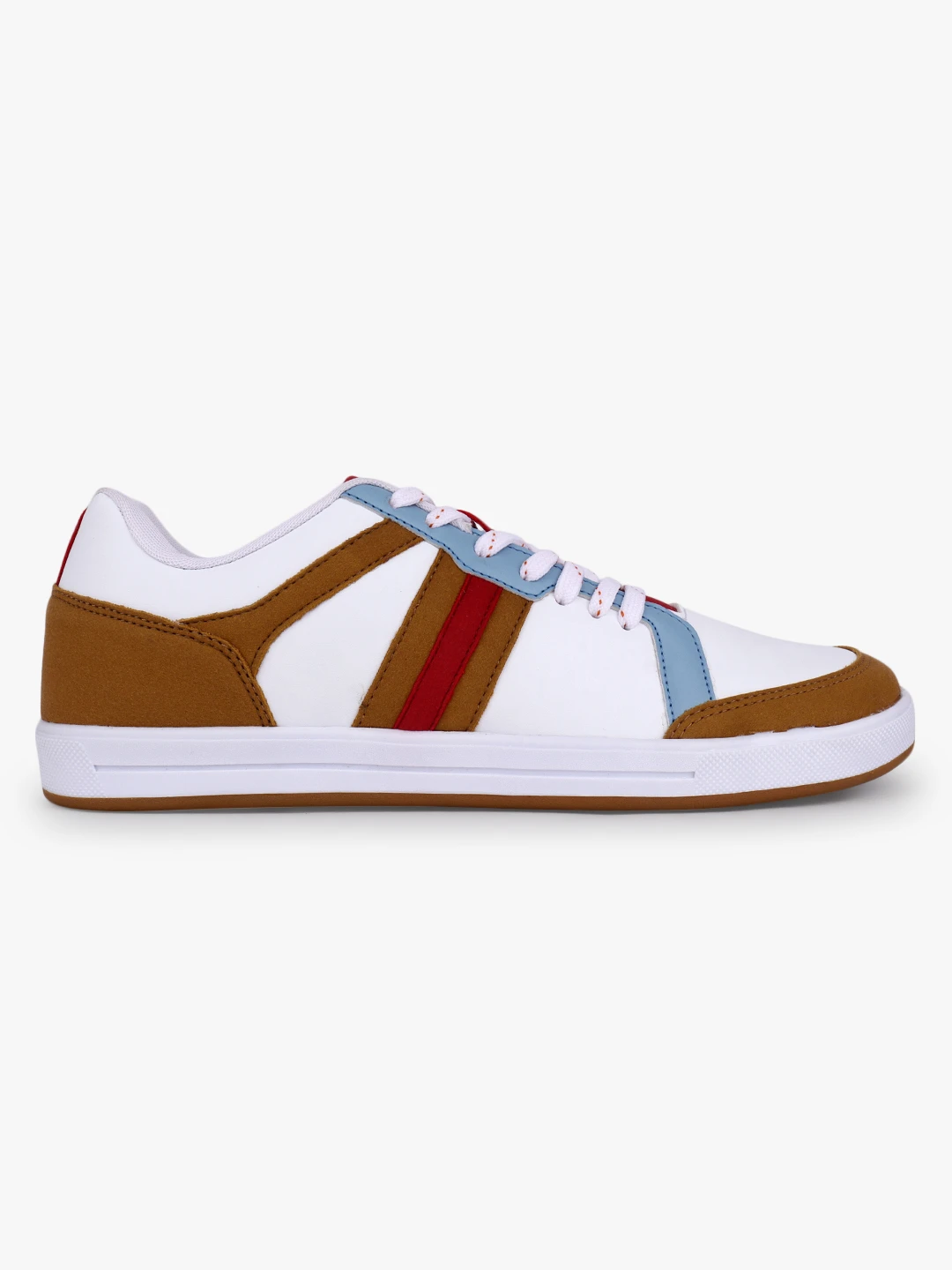Men’s White Tan Red Lace-Up Sports Shoes