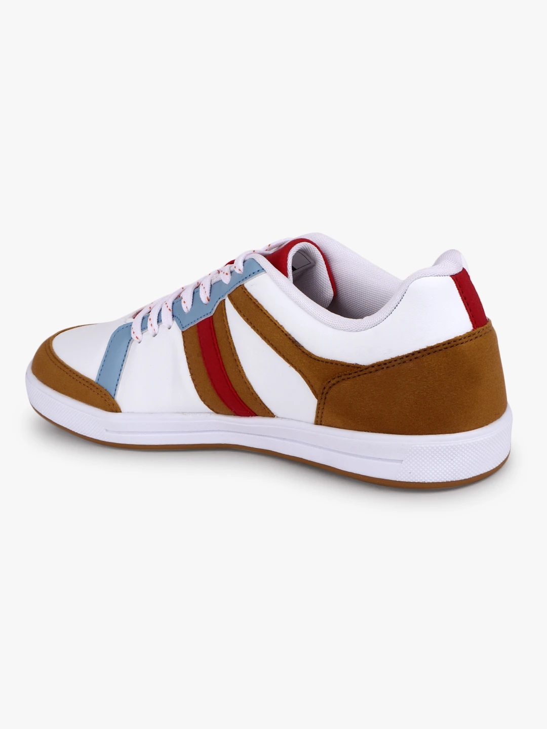 Men’s White Tan Red Lace-Up Sports Shoes