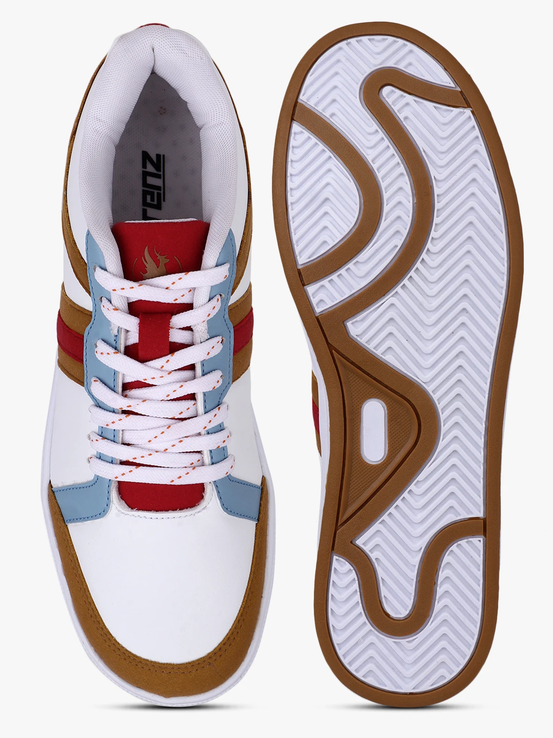 Men’s White Tan Red Lace-Up Sports Shoes