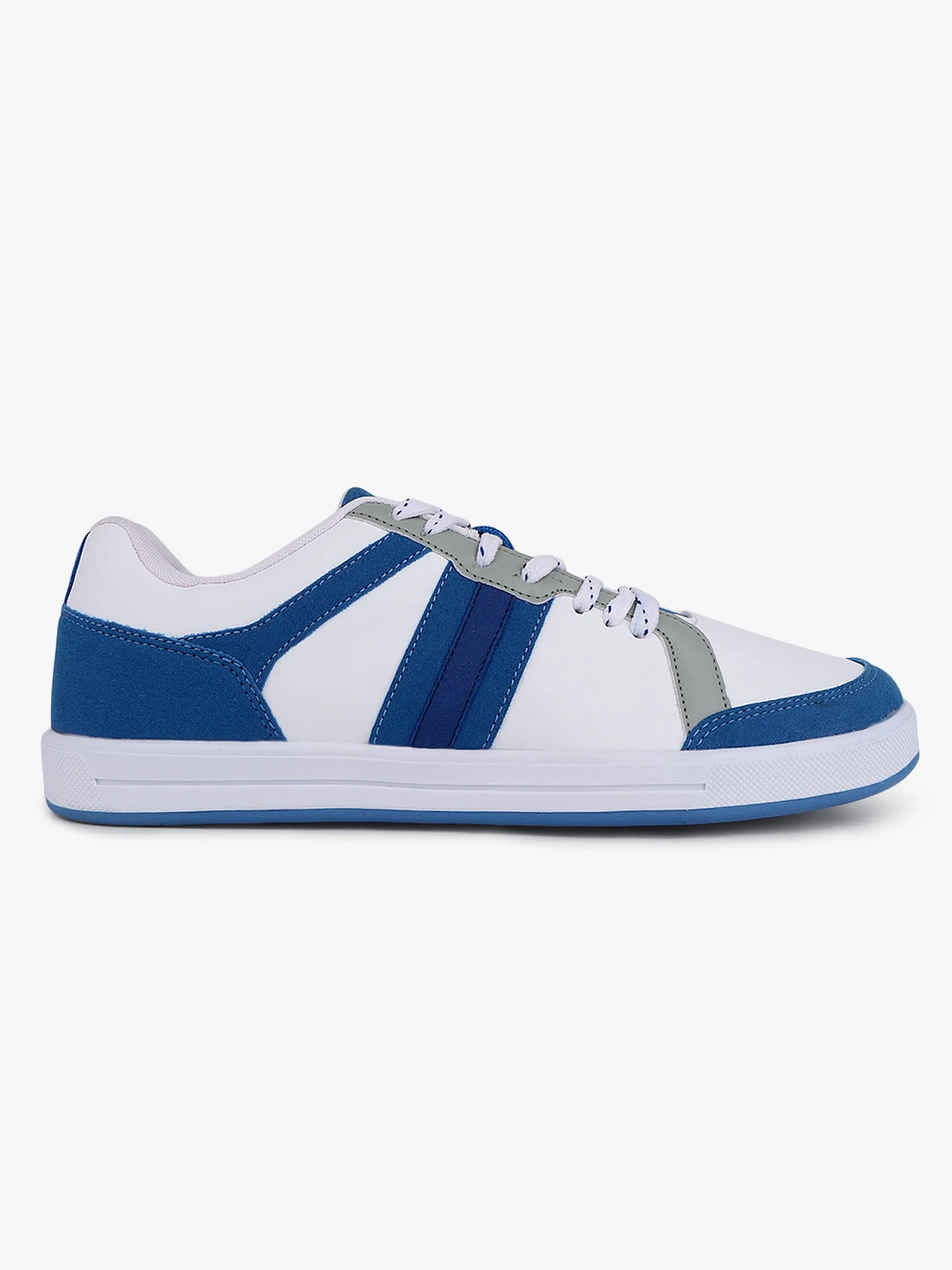 Men’s White Sky Blue Lace-Up Sports Shoes