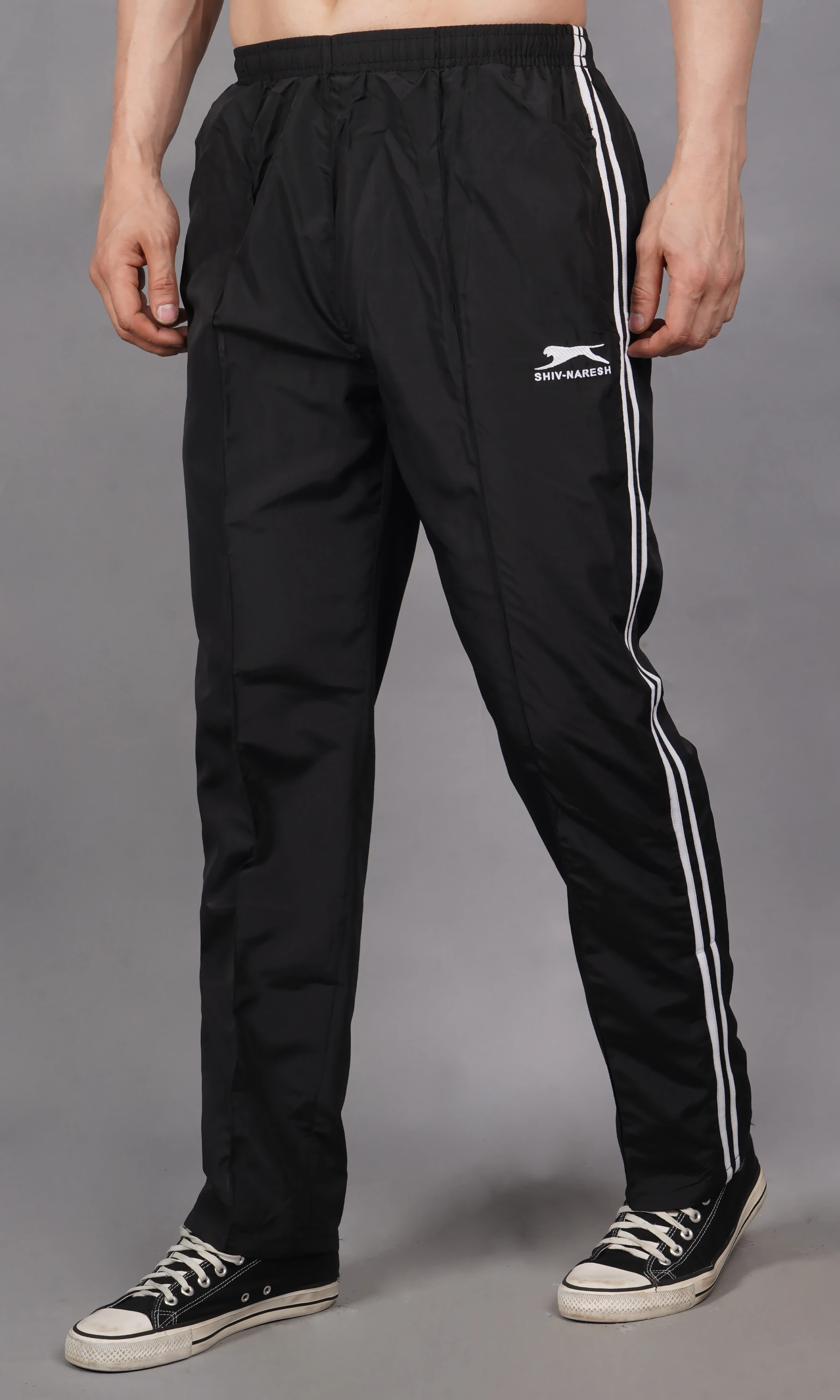 Black White Shiv Naresh Sports Track Pants for men