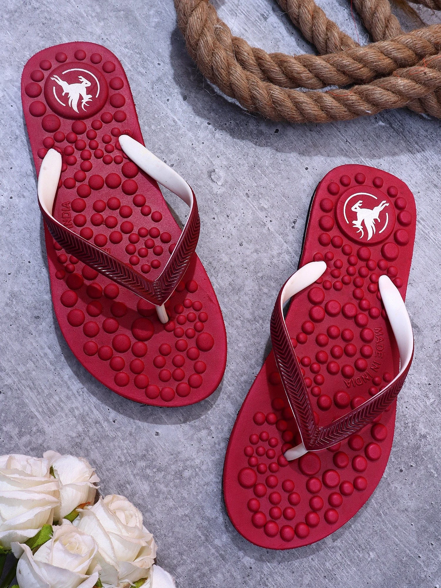 Maroon/White Women Slip-On Slippers – Shiv Naresh