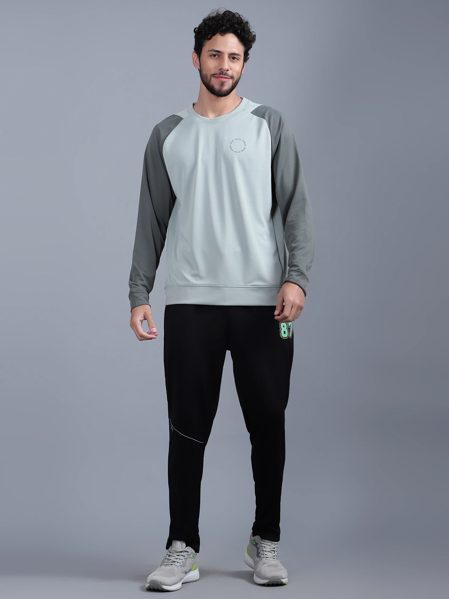 Shiv Naresh Men's Grey Black Sweatshirt Model View