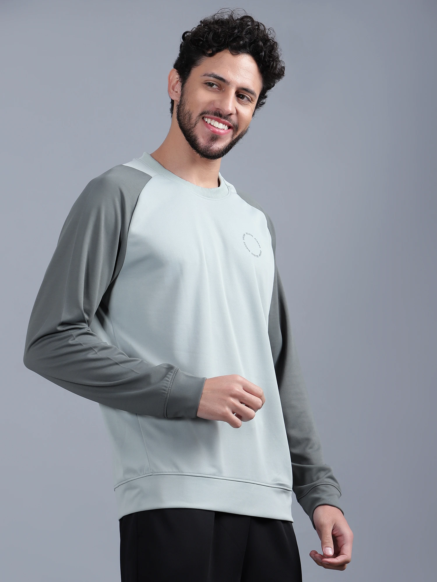 Shiv Naresh Men's Grey Black Sweatshirt Model View