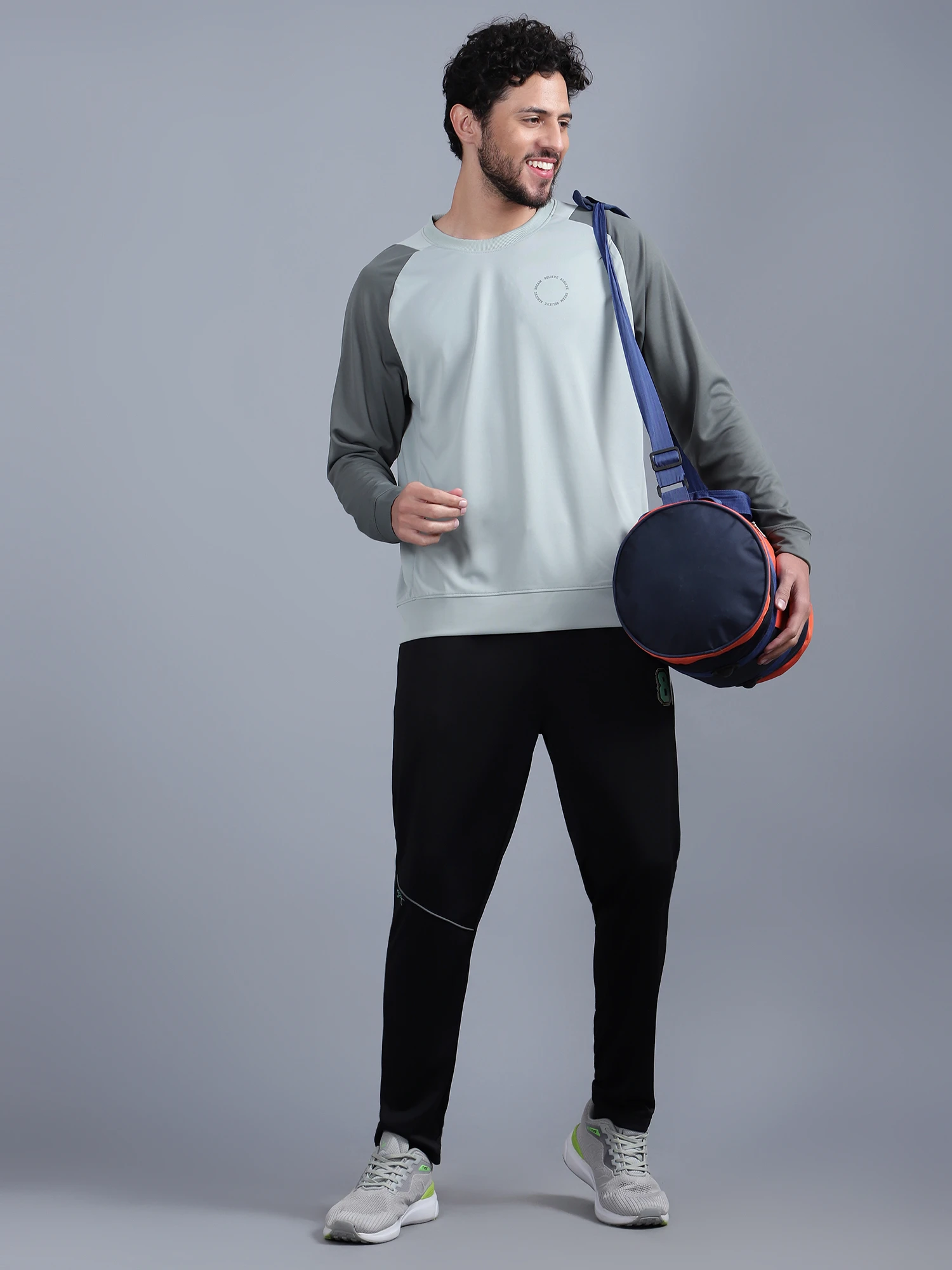 Shiv Naresh Men's Grey Black Sweatshirt Model View